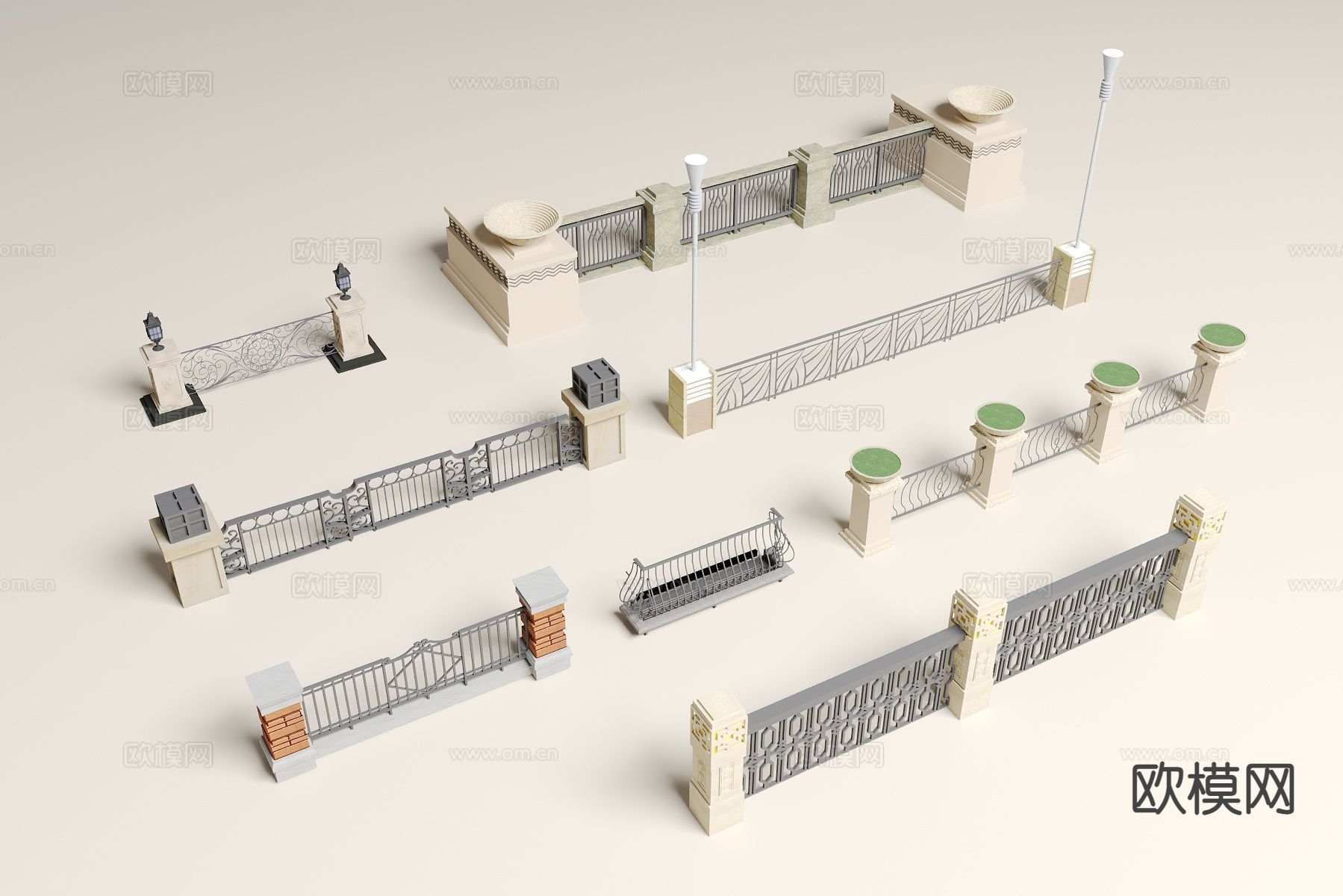 铁艺栏杆 围栏扶手 阳台护栏3d模型