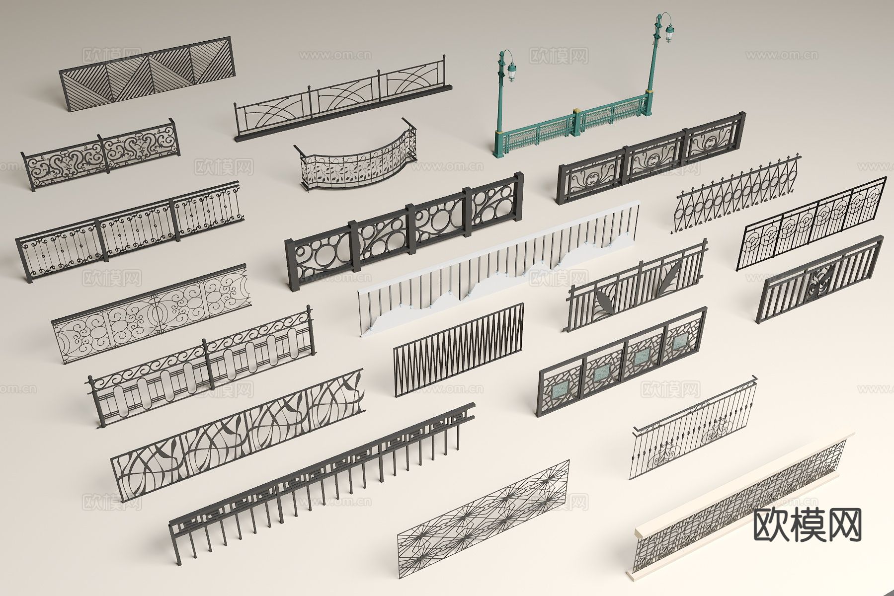 铁艺栏杆 围栏 护栏3d模型