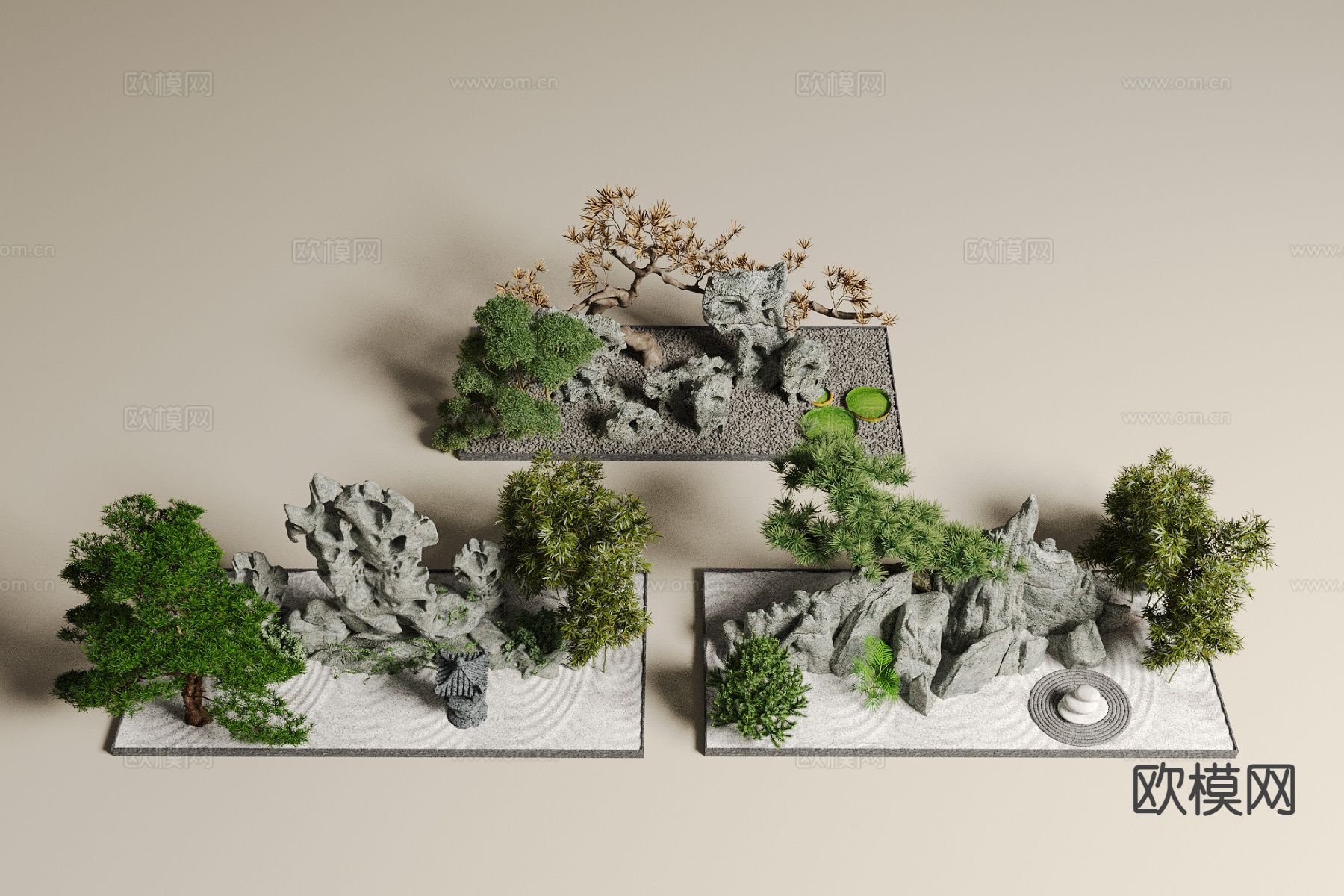 假山水景 庭院景观小品3d模型