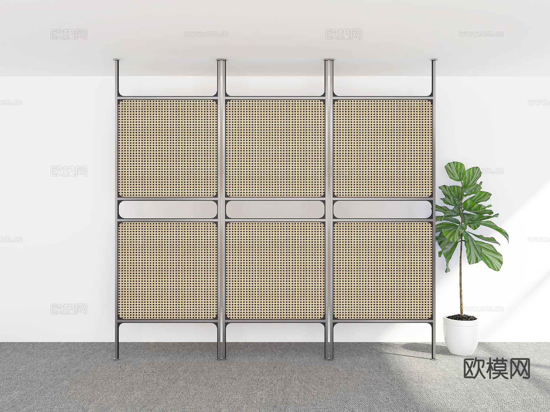 侘寂藤编隔断3d模型