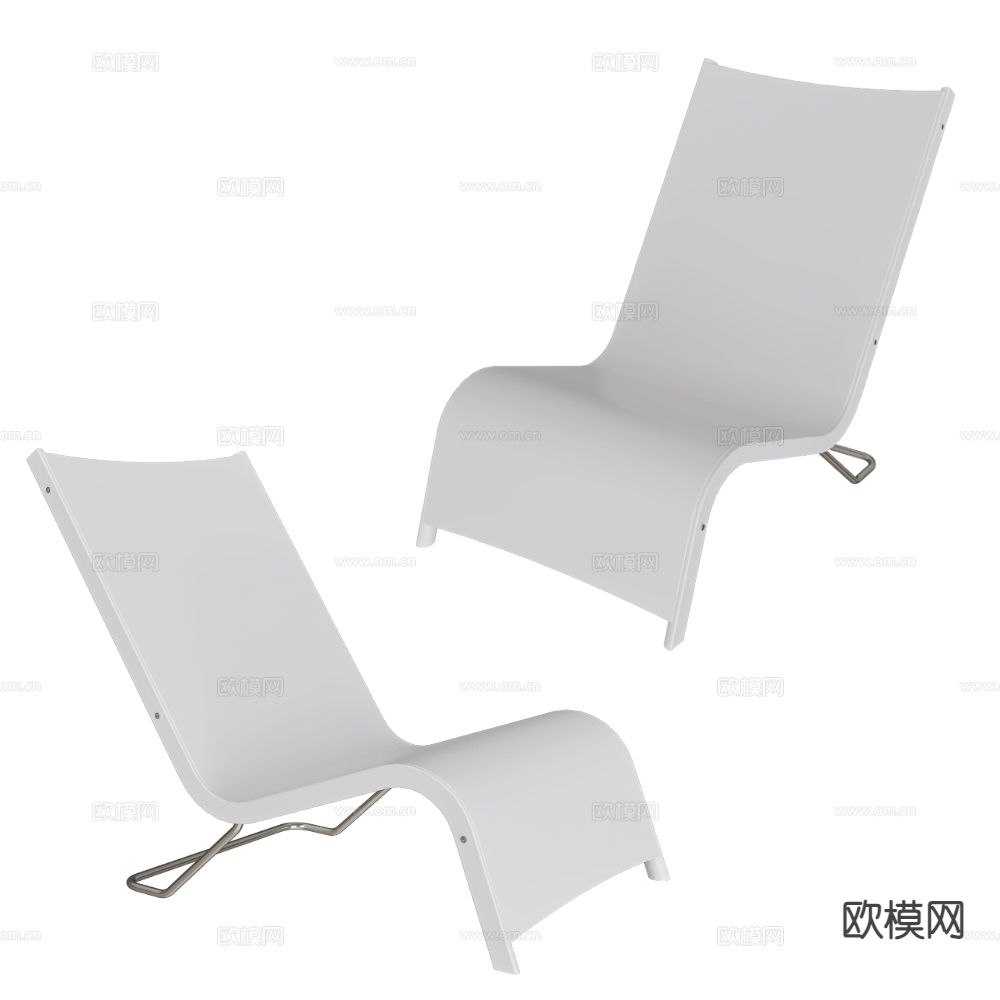 现代简约户外躺椅 休闲椅su模型下载（渲染图2）