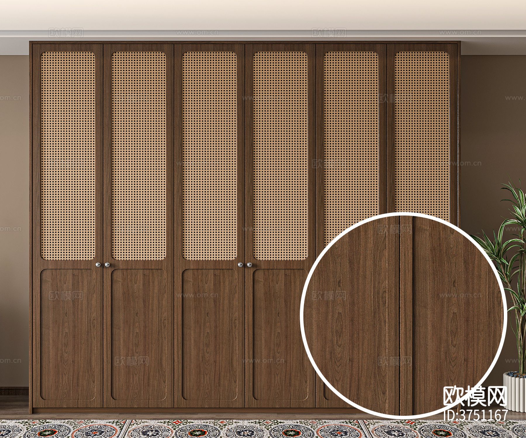 衣柜 哑光木纹材质下载