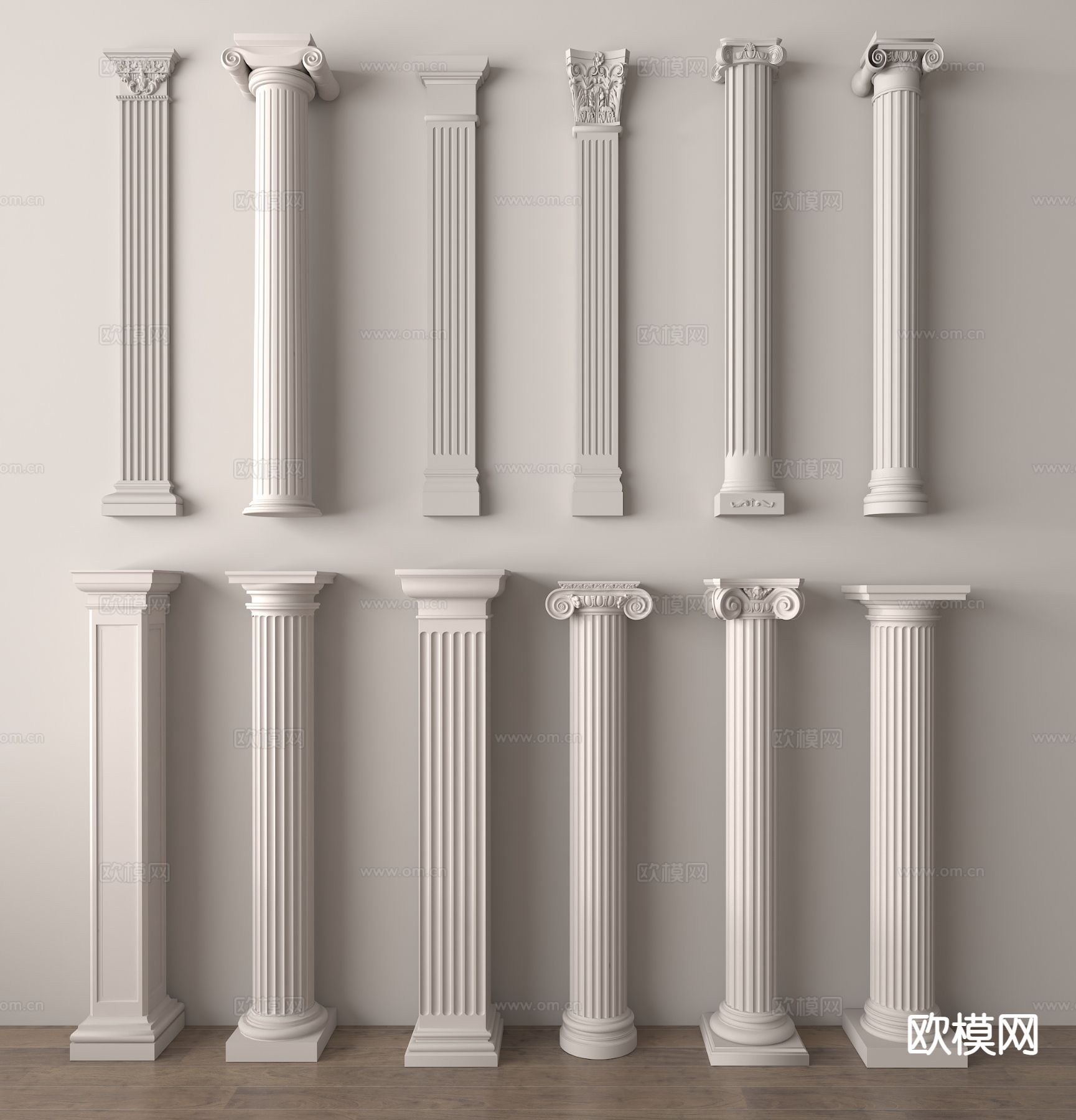 欧式柱子 罗马柱 圆柱3d模型下载