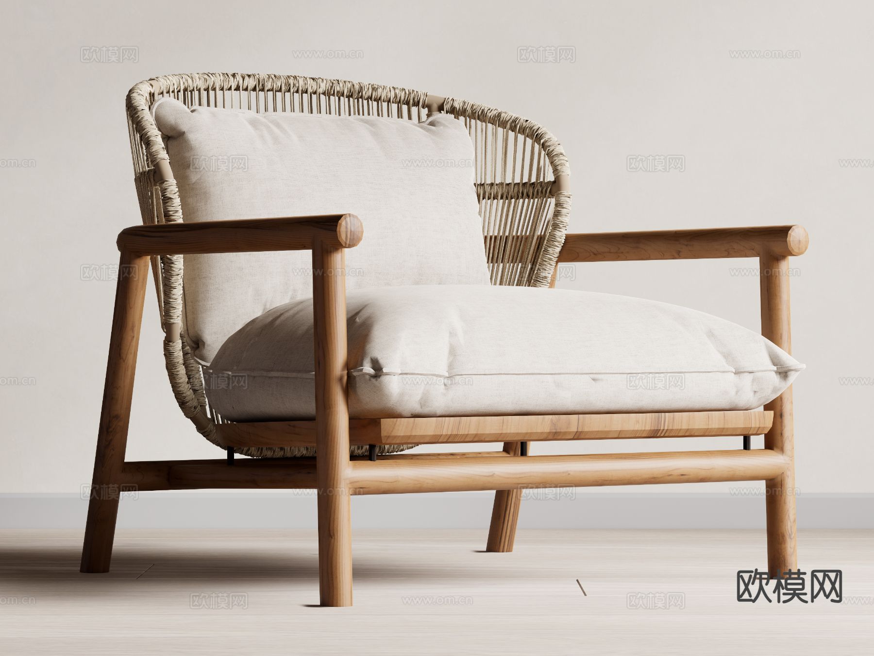 原木风休闲椅su模型下载（渲染图2）