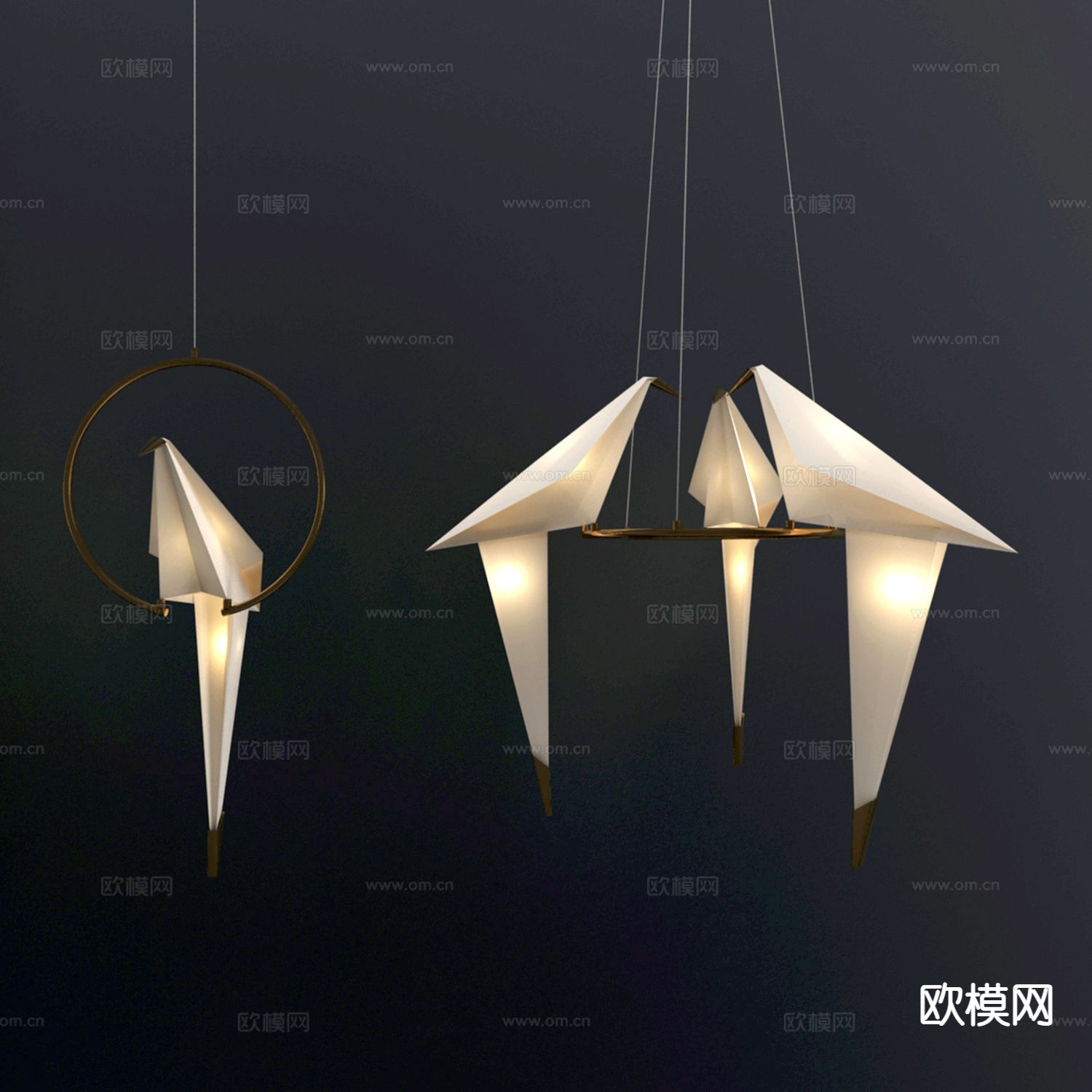 轻奢小鸟吊灯3d模型