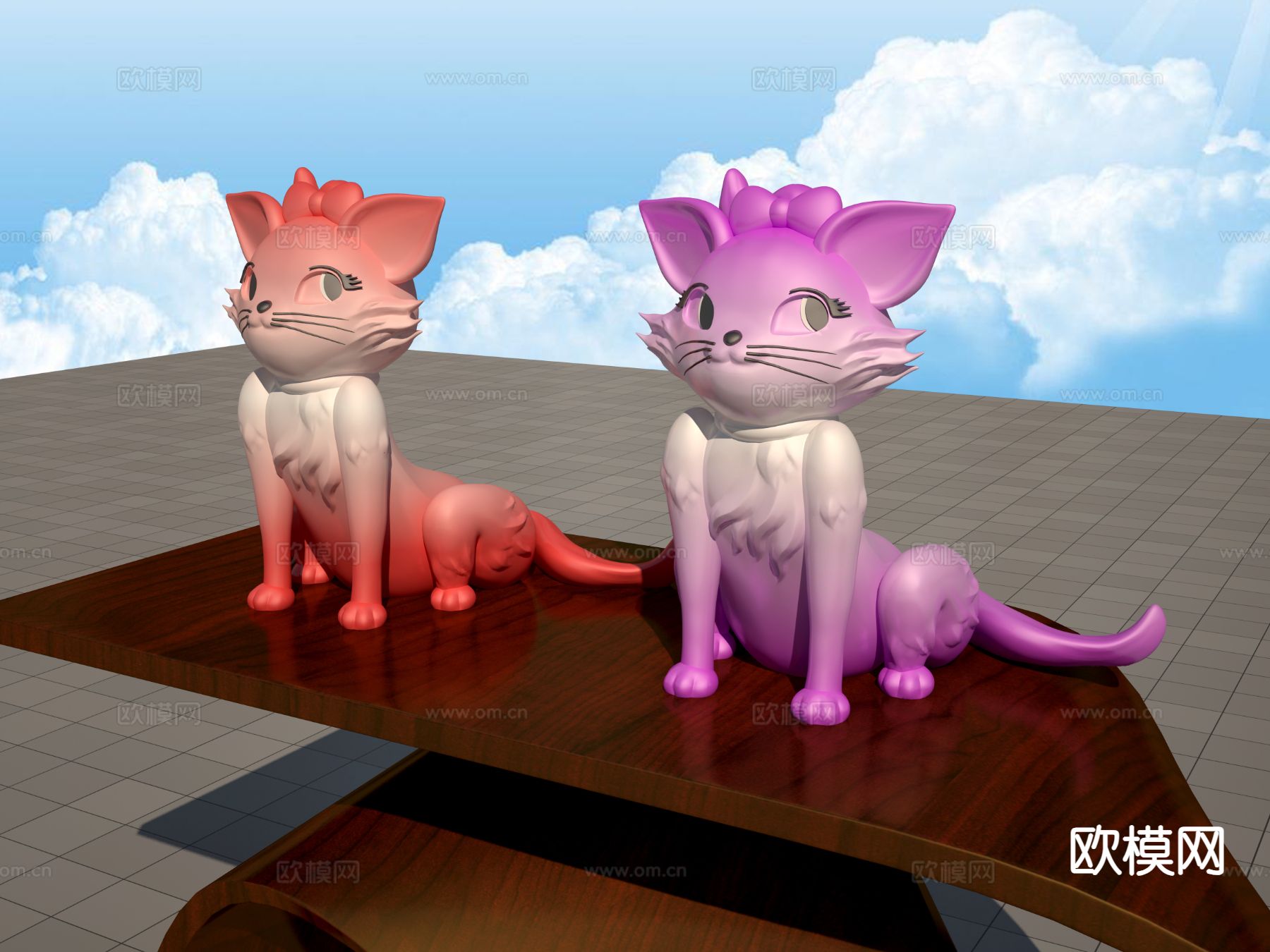 卡通猫咪潮玩 雕塑 公仔 卡通摆件3d模型