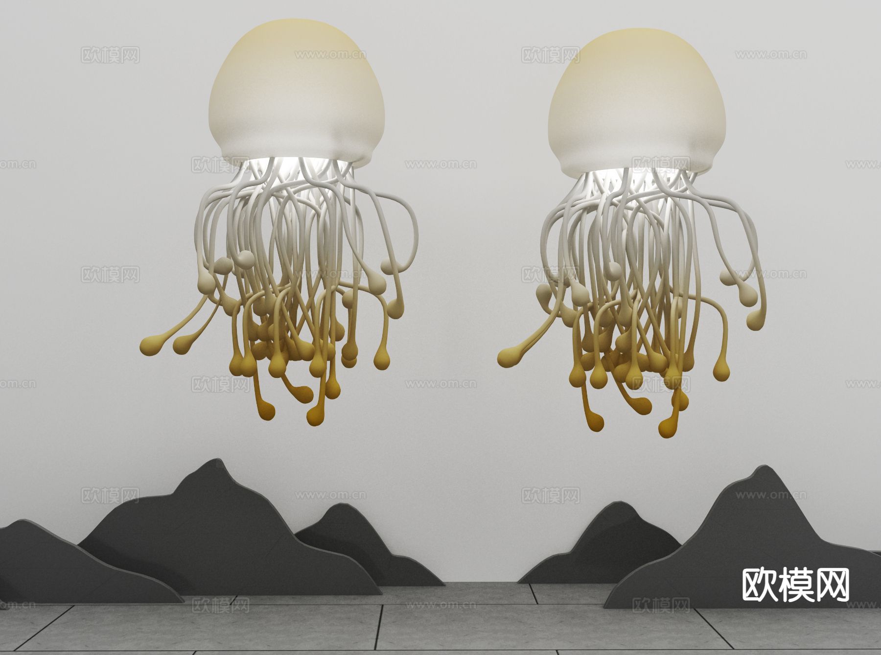 创意装饰灯 章鱼装饰灯3d模型下载（渲染图1）