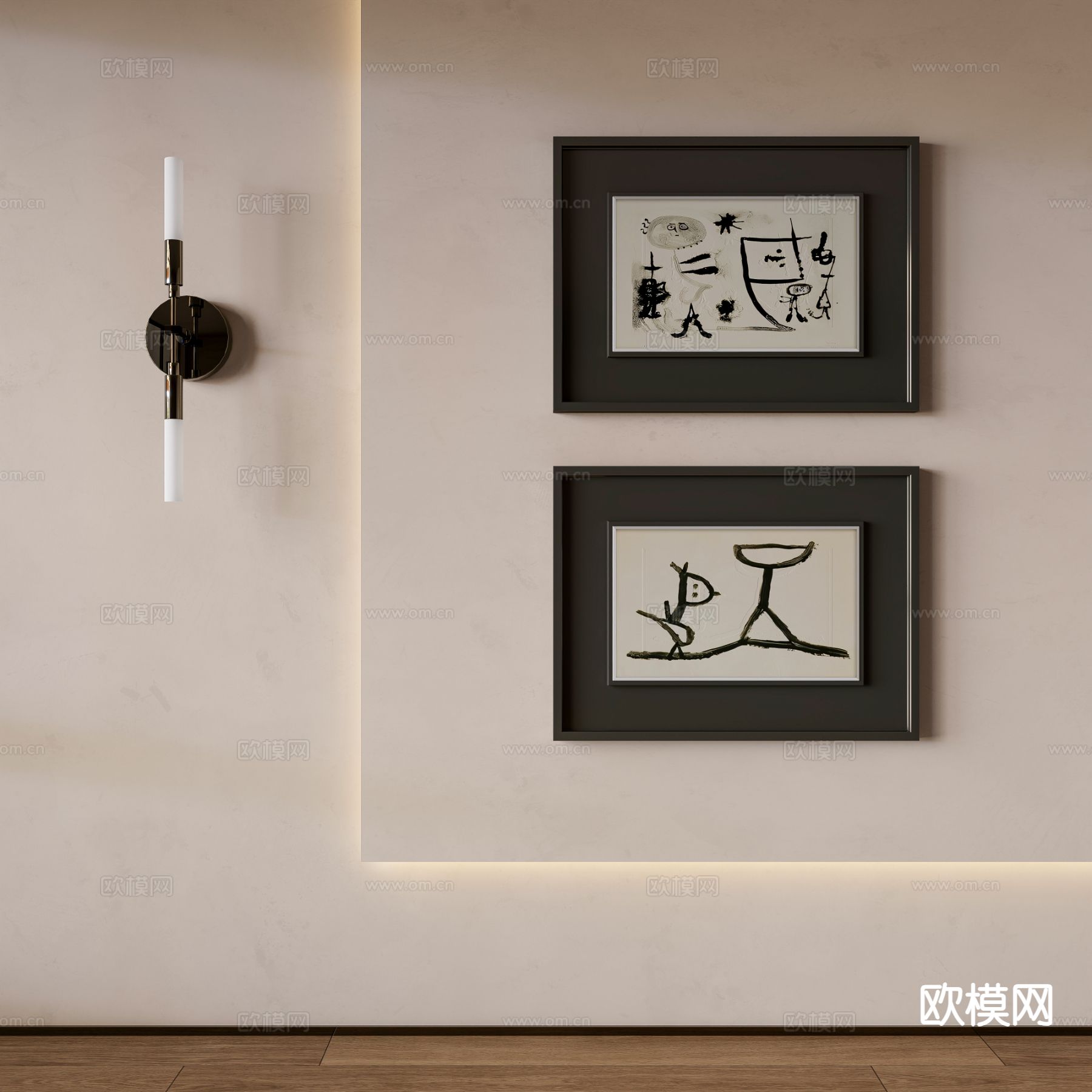 中古风装饰画 简约画 挂画3d模型