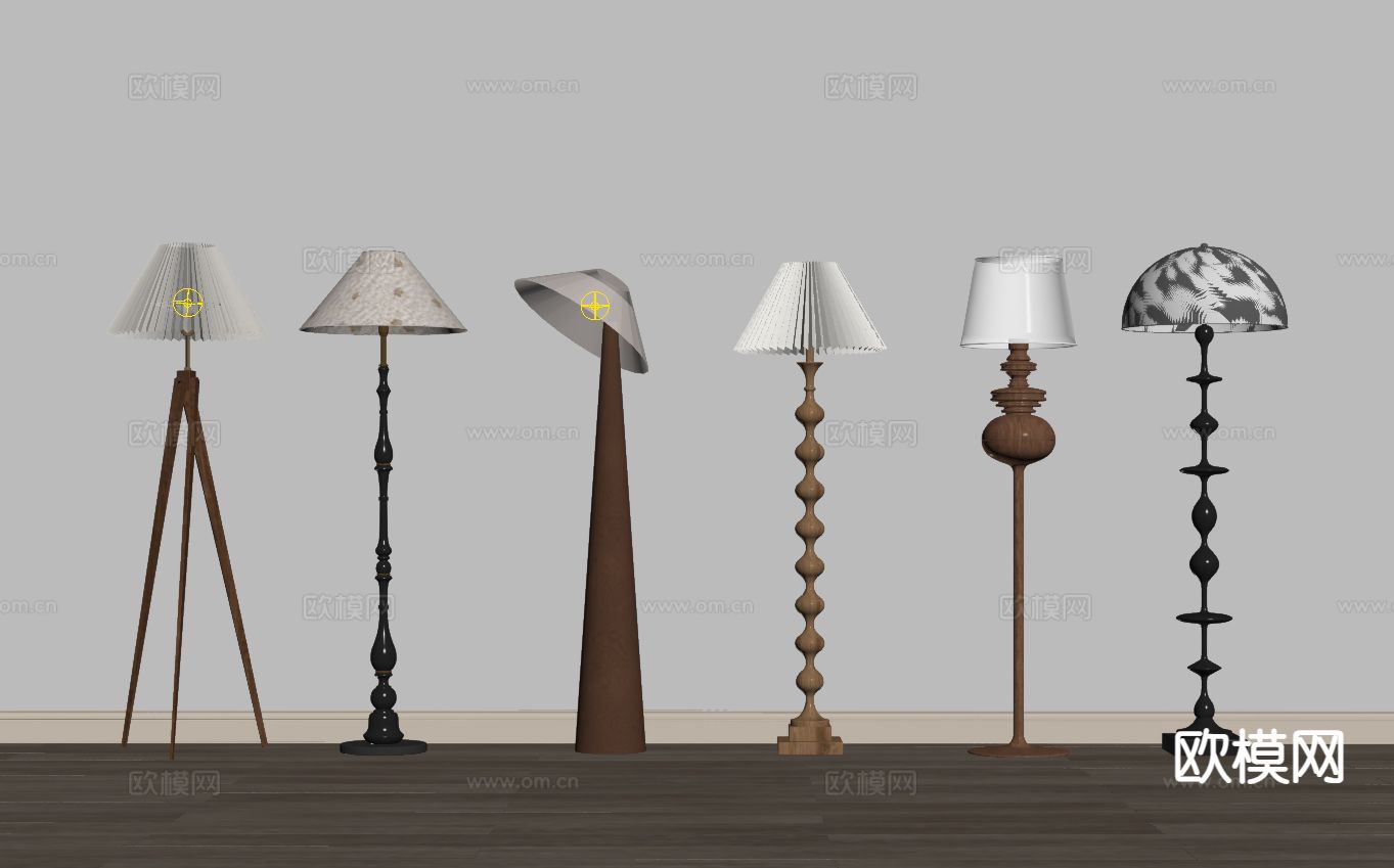 中古风落地灯 木质落地灯su模型下载（渲染图1）