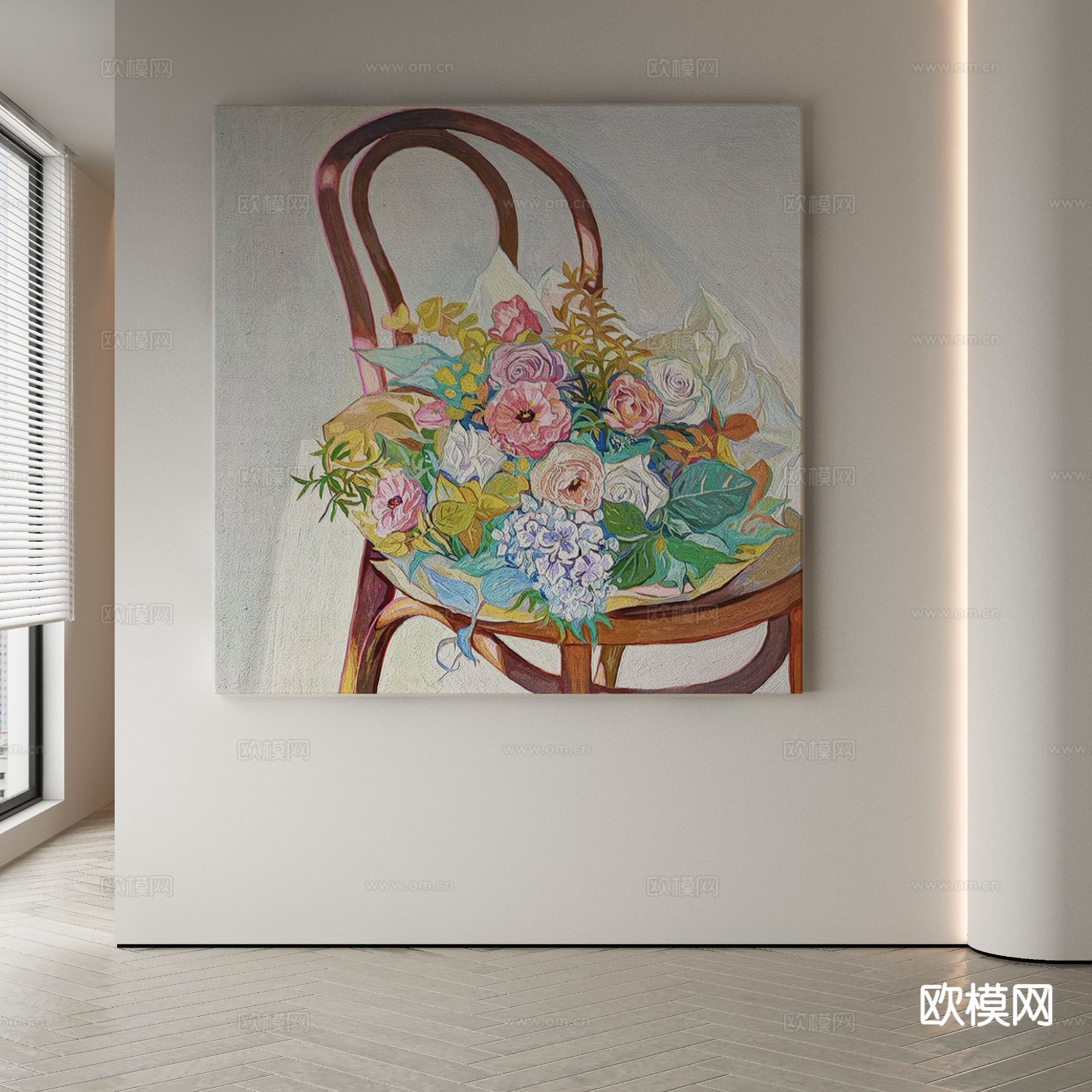 侘寂艺术画 花卉画 装饰画3d模型