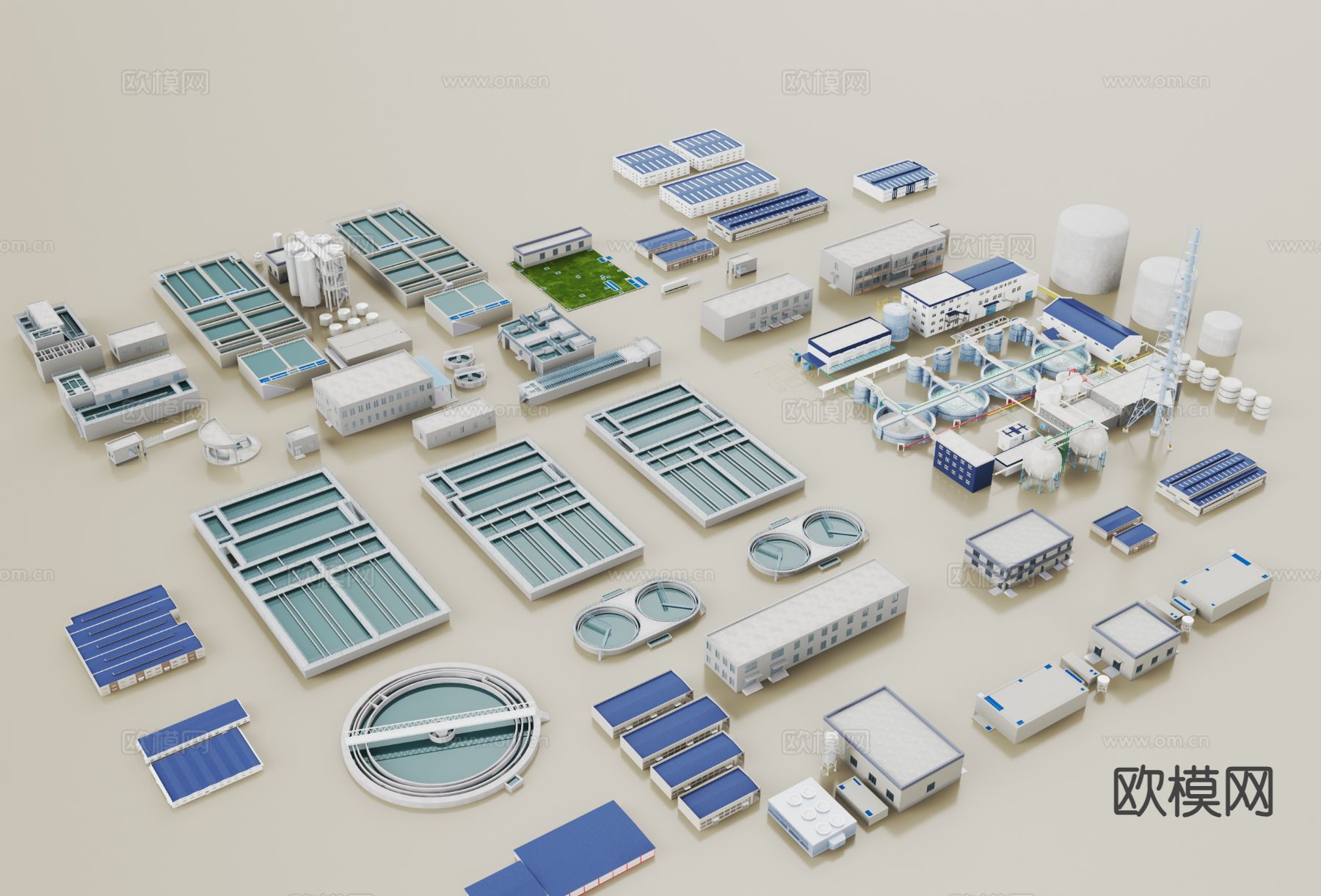 现代厂房建筑 厂房 彩钢房 工业厂区3d模型