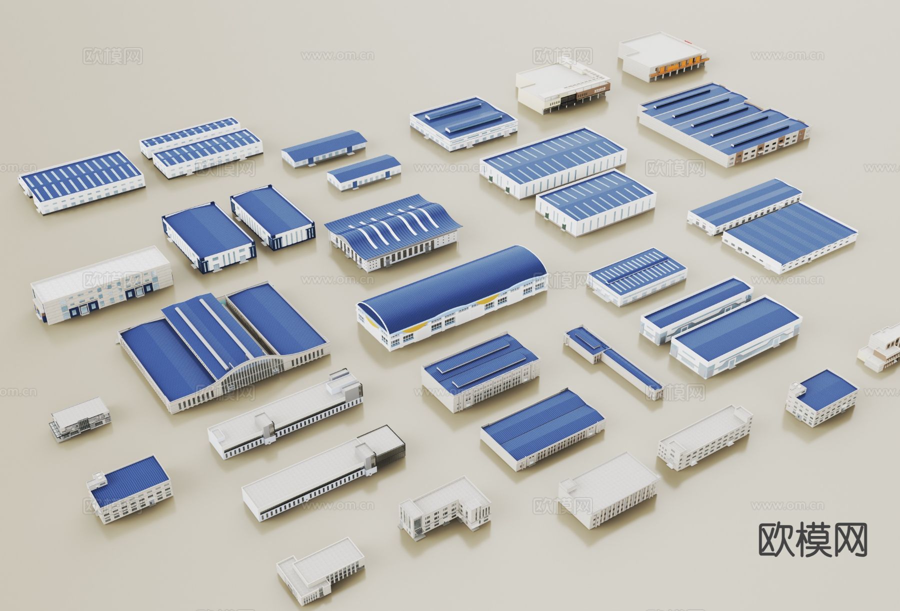 现代厂房建筑 厂房 彩钢房 工业厂区3d模型