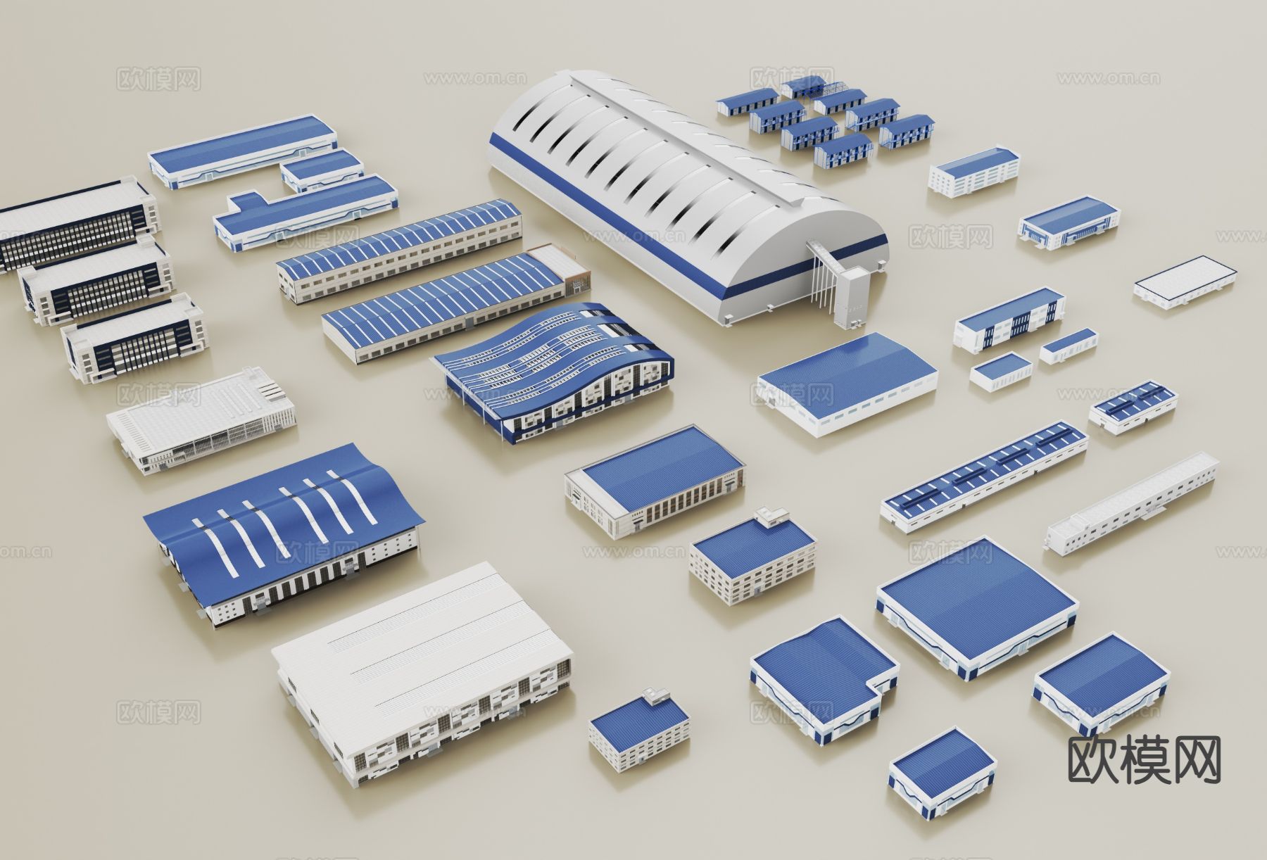 现代厂房建筑 厂房 彩钢房 工业厂区3d模型