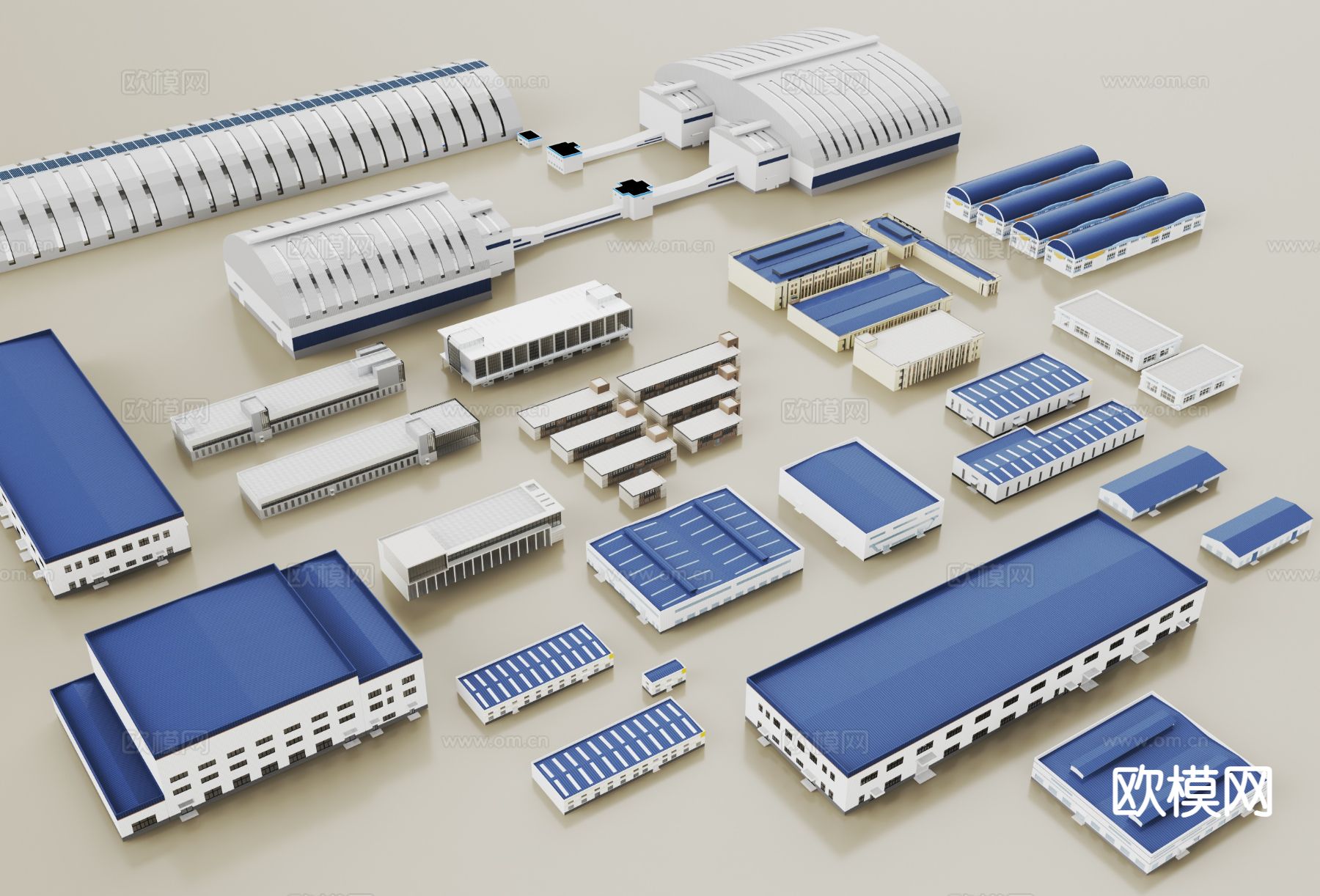 现代厂房建筑 厂房 彩钢房 工业厂区3d模型