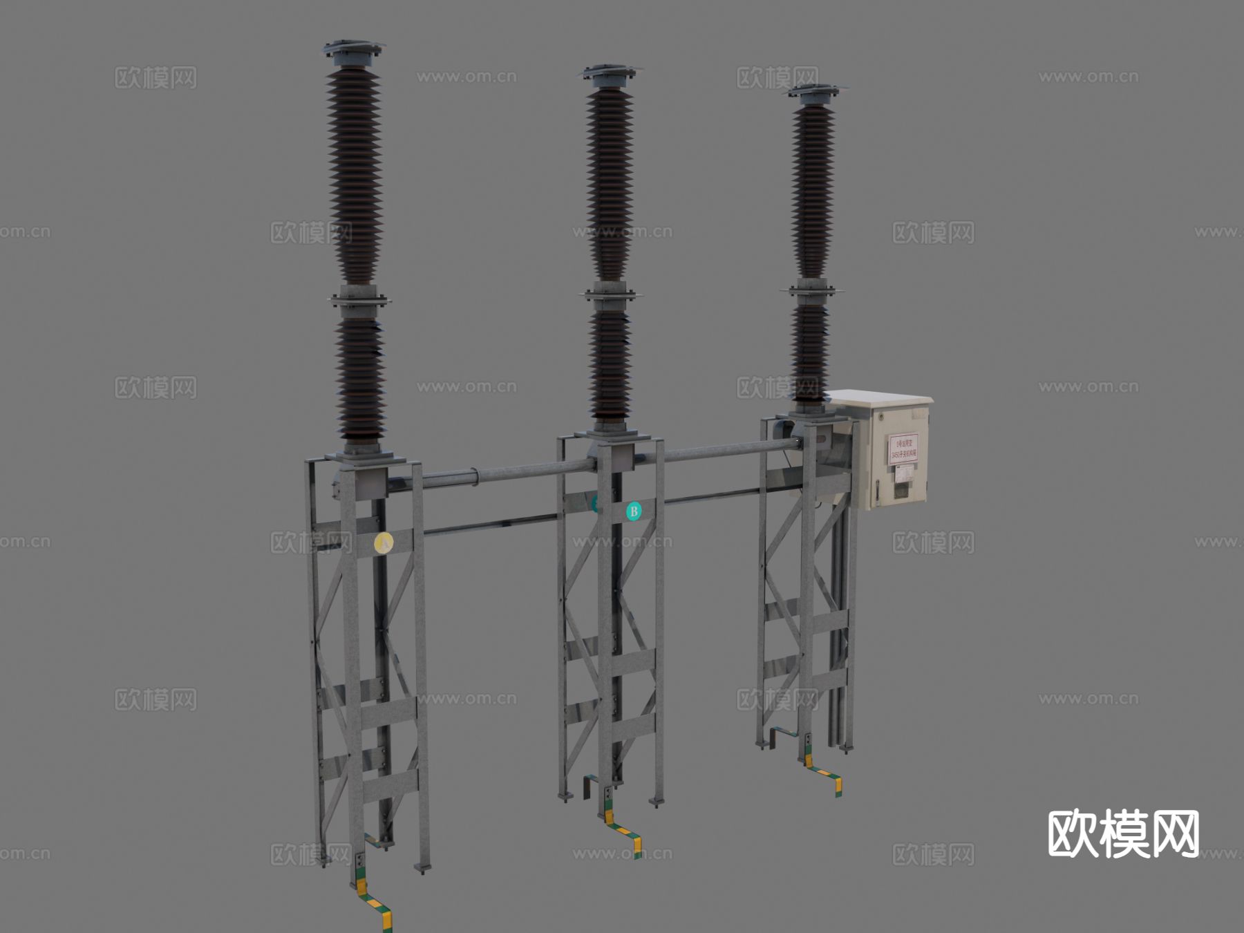 高压断路器 变压器 电线杆3d模型