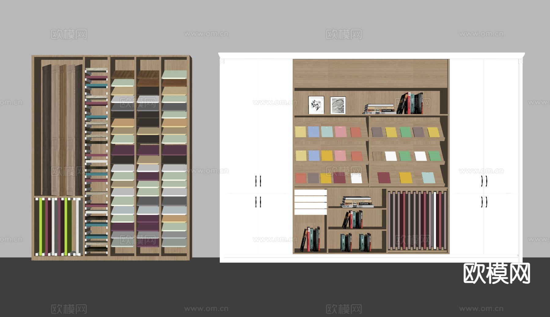 现代色板柜 样板柜su模型