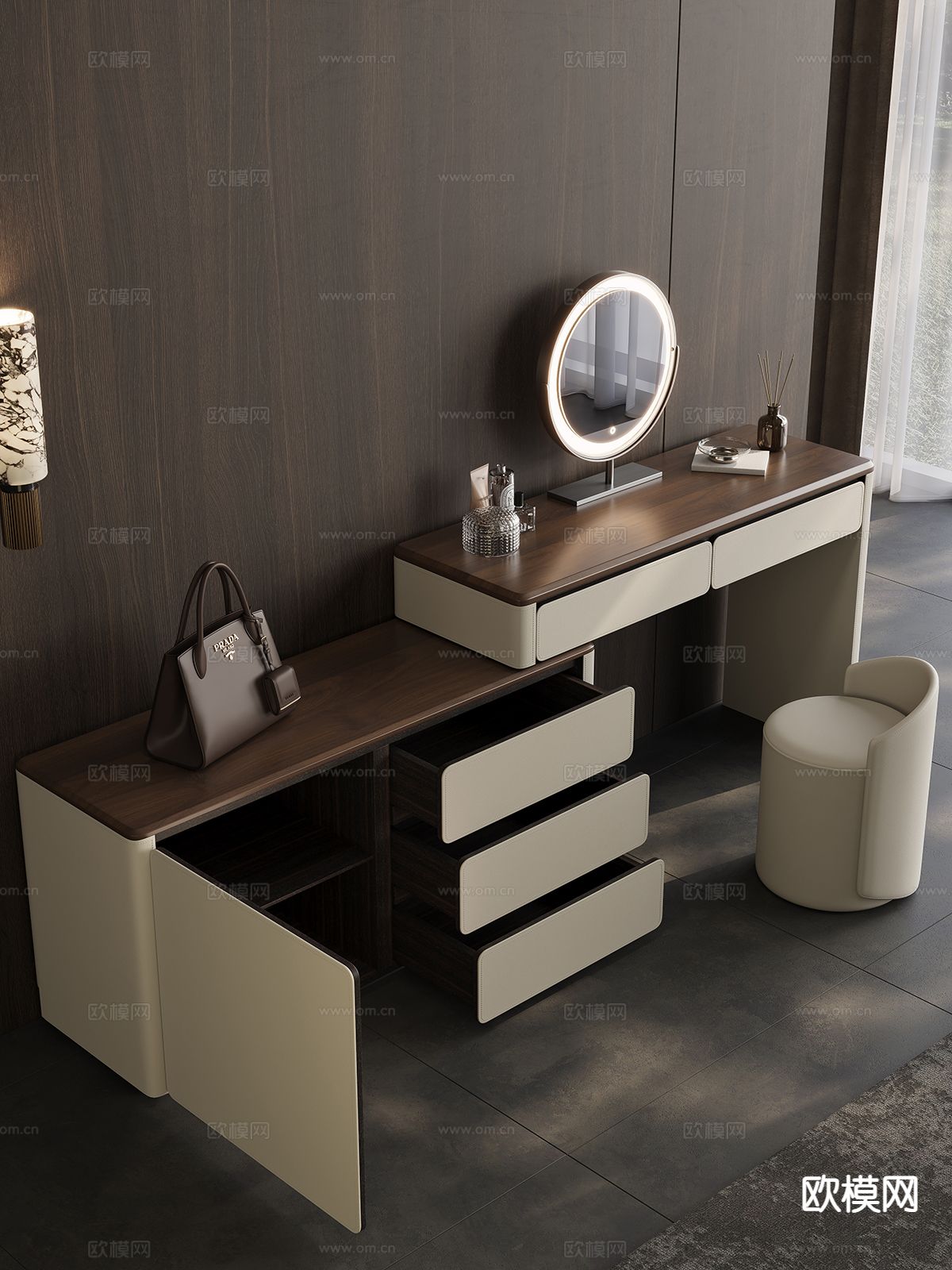 意式梳妆台3d模型下载（渲染图2）