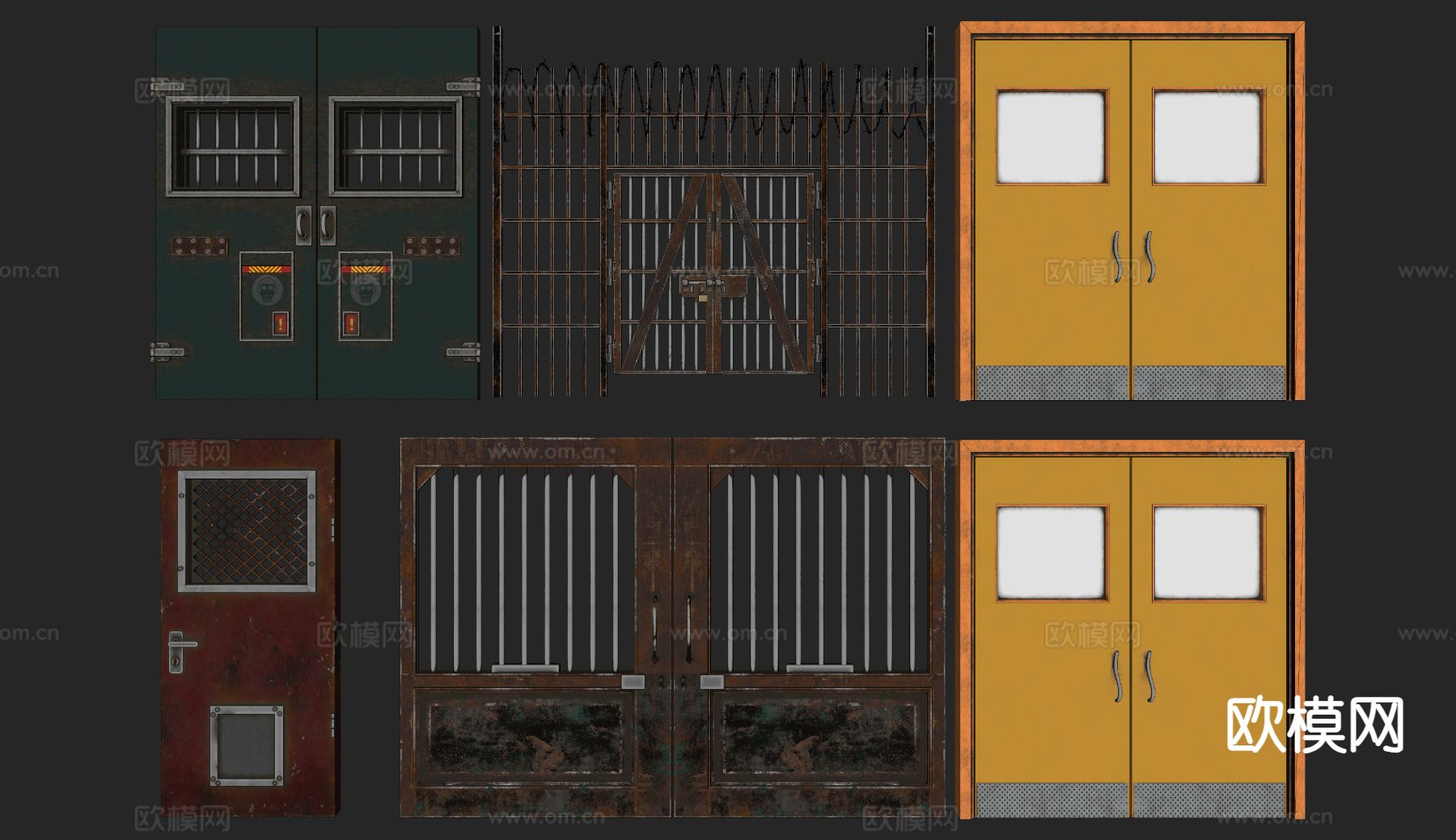 防盗门 监狱大门 围栏栅栏su模型