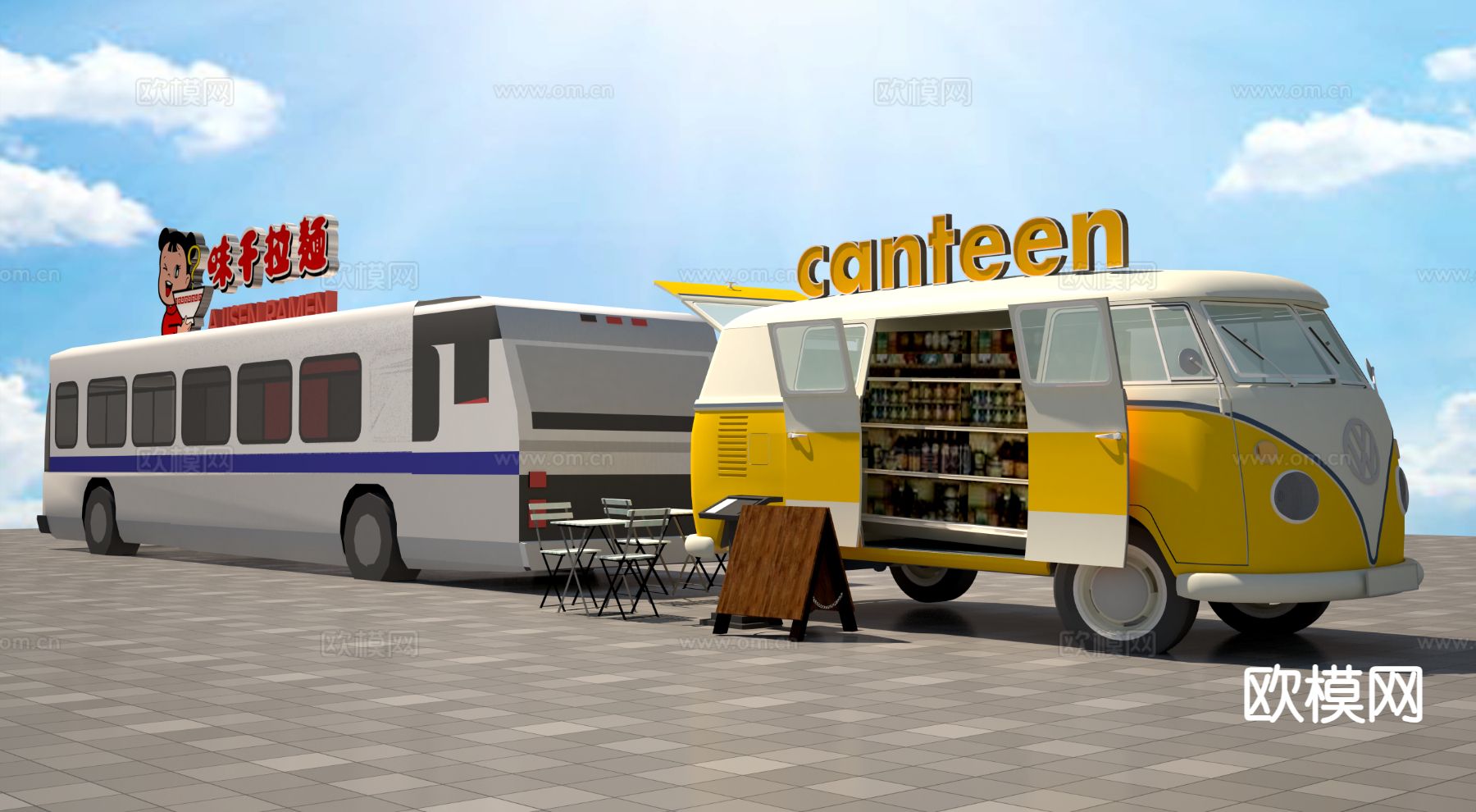 快餐车 美食车 外卖车3d模型下载（渲染图1）