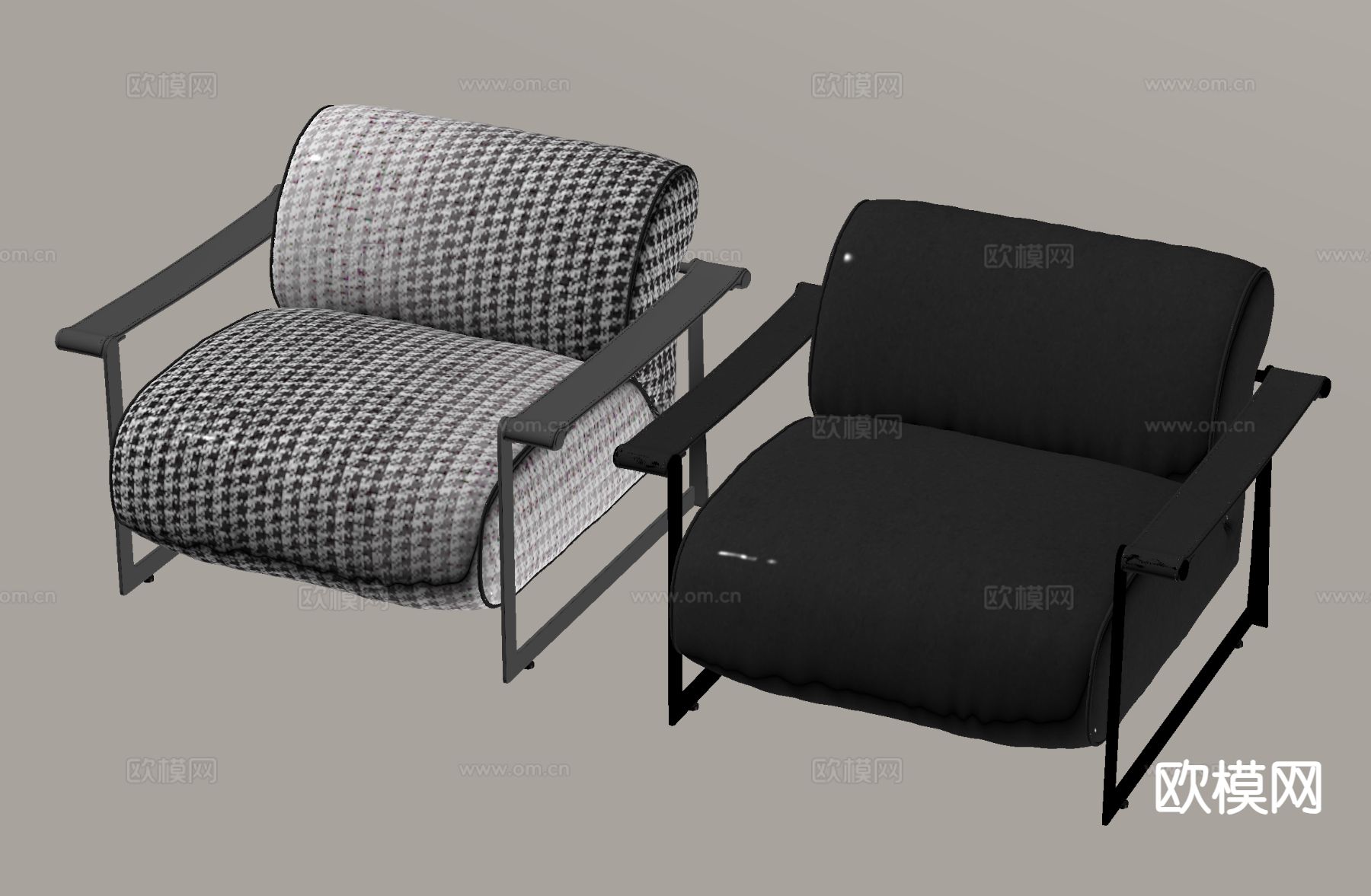 现代单人沙发su模型下载（渲染图1）