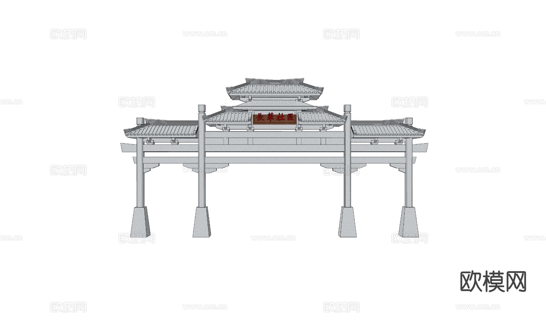 建筑门头 牌坊大门su模型