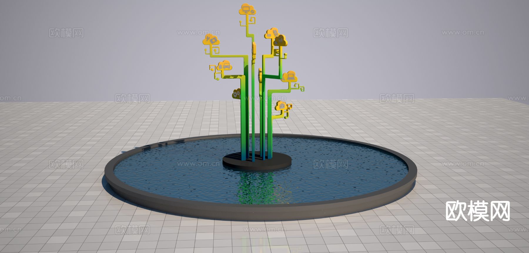 云计算雕塑3d模型