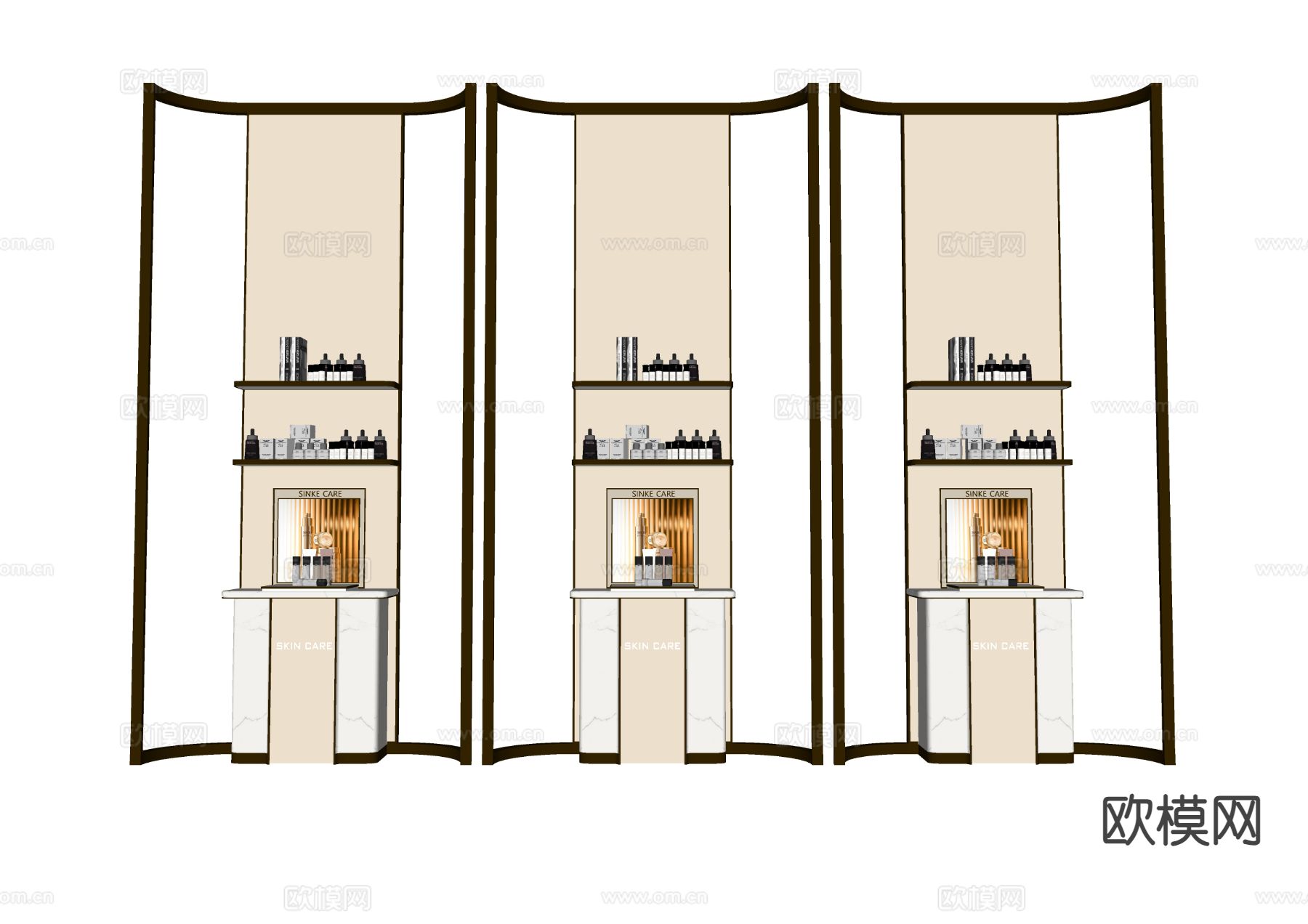 化妆品展示柜 货架su模型