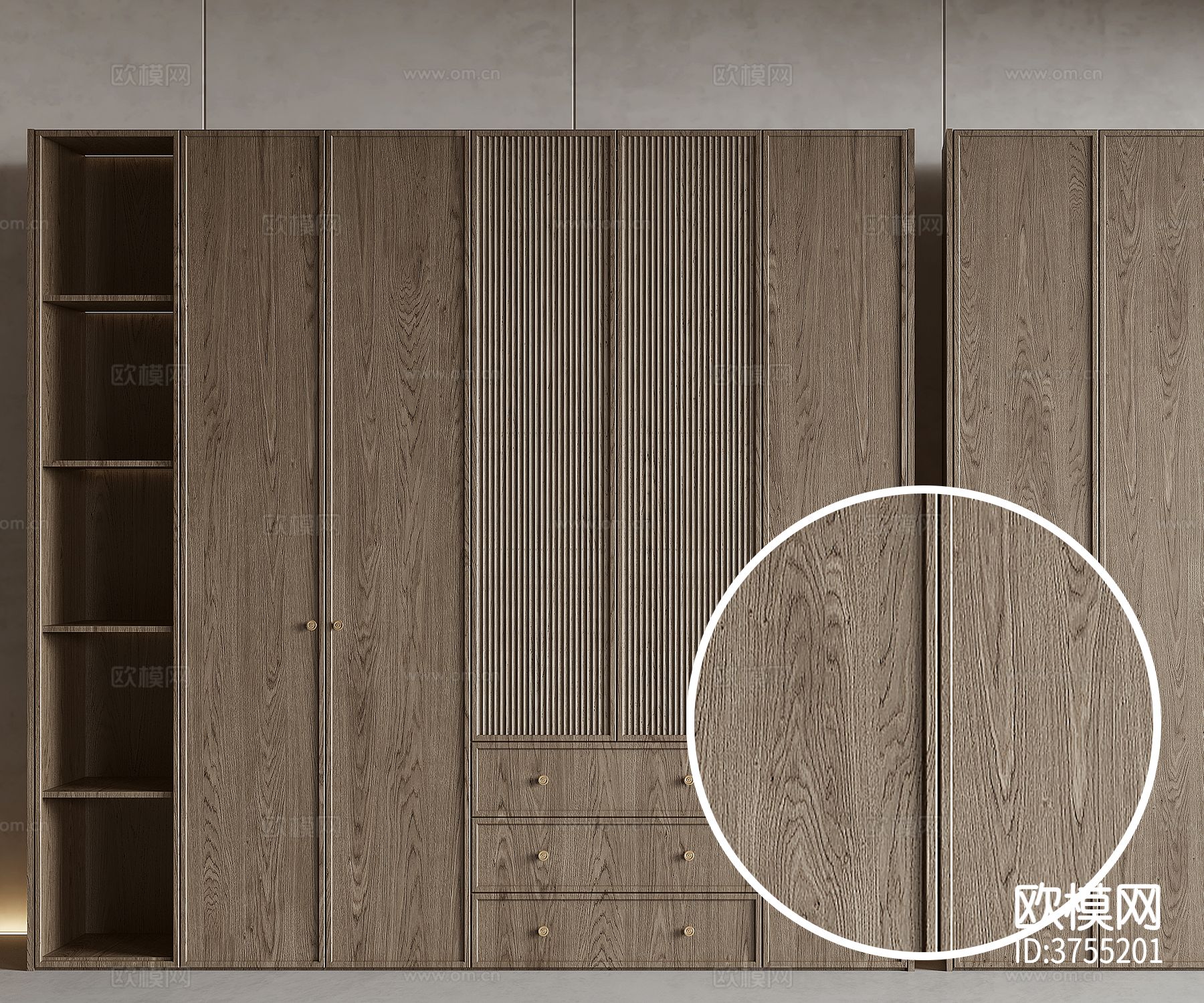 衣柜 哑光木纹材质下载
