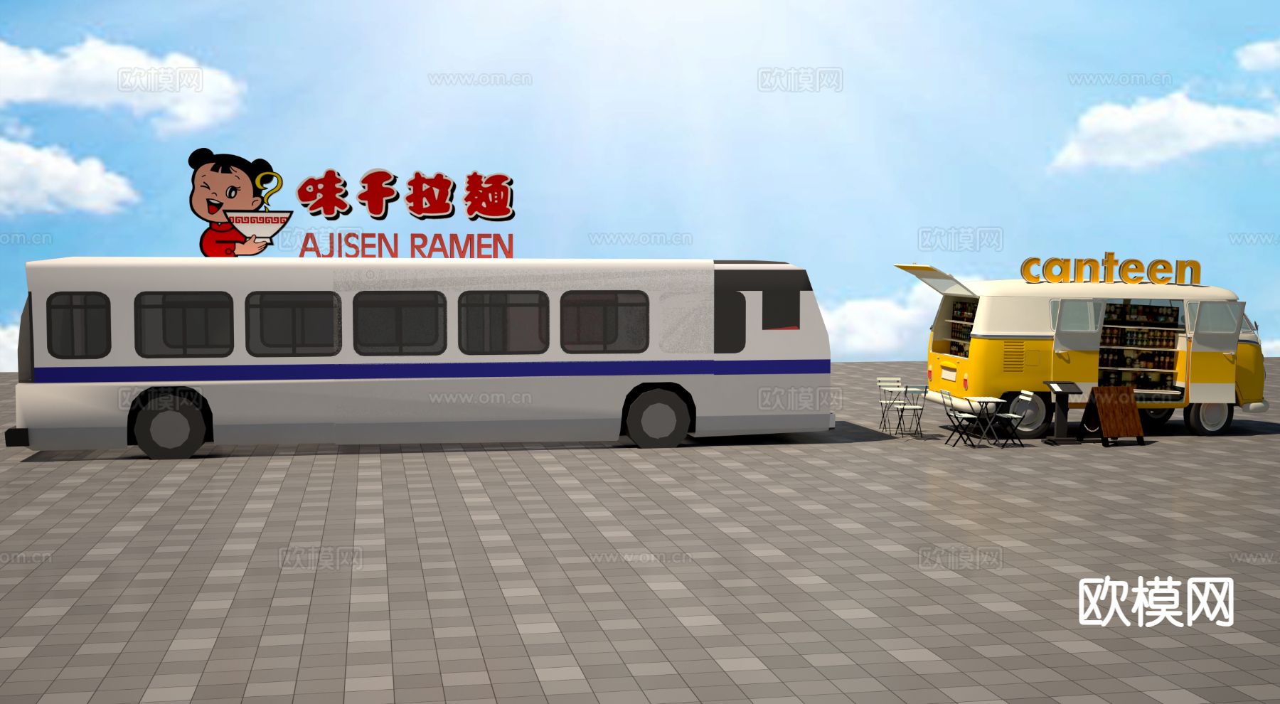 快餐车 美食车 外卖车3d模型下载（渲染图2）