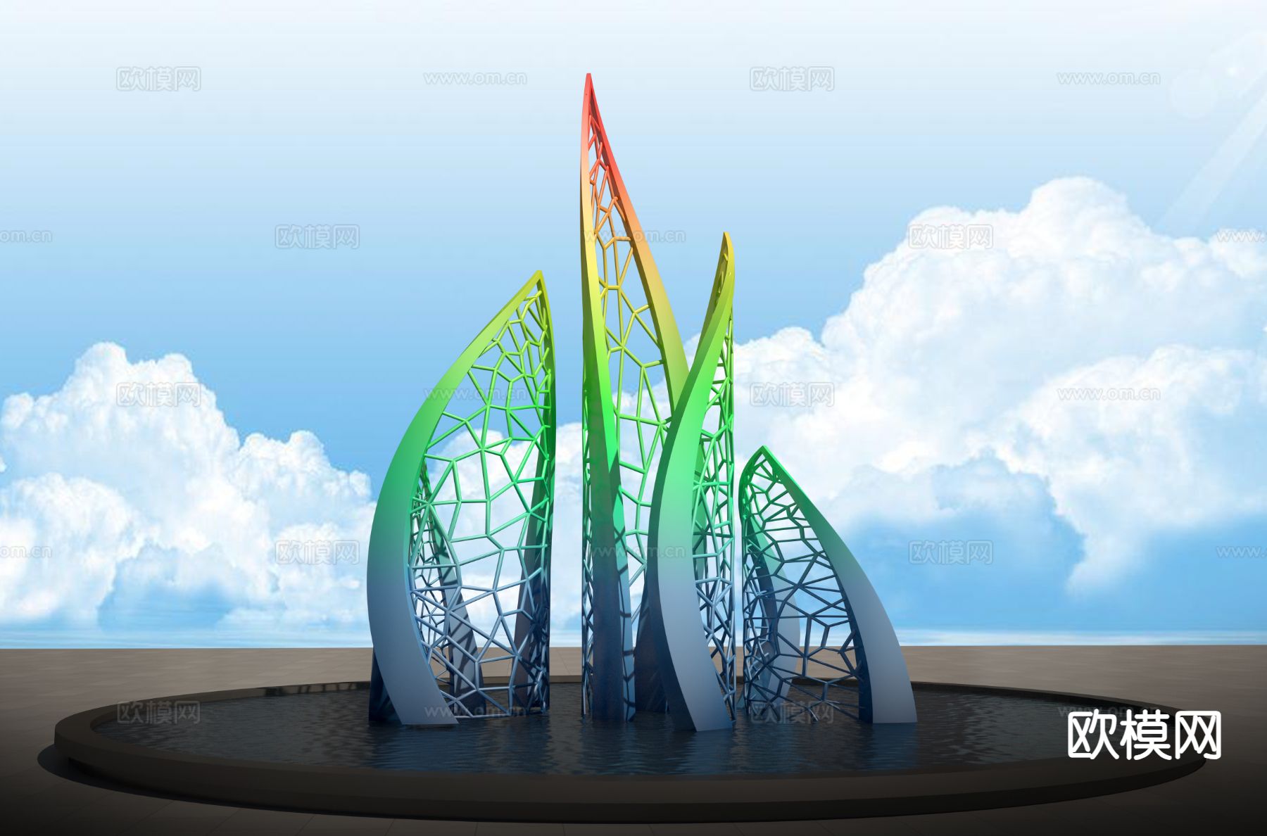 镂空雕塑 渐变树雕塑 景观雕塑3d模型