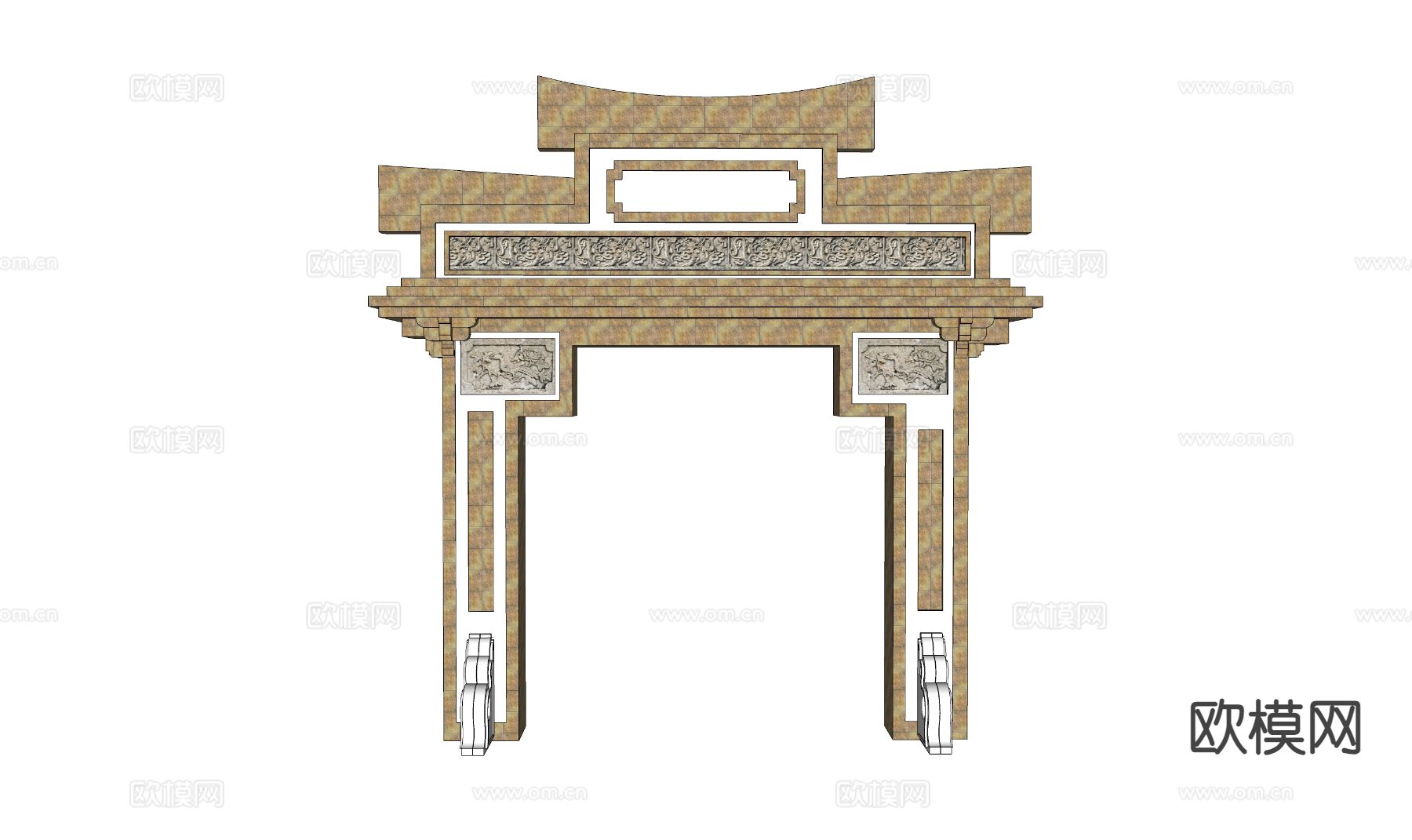 建筑门头 牌坊大门su模型