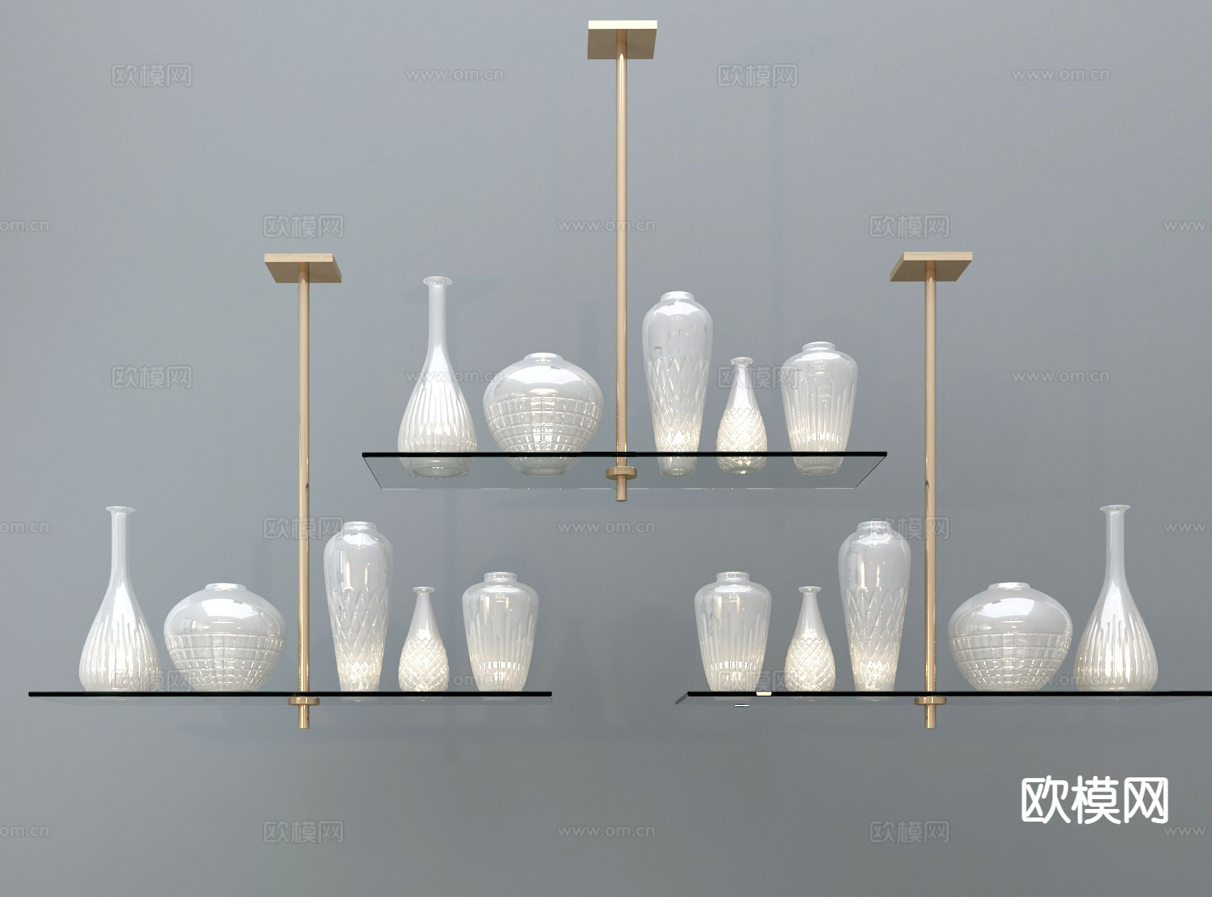 轻奢装饰灯 大堂灯3d模型下载（渲染图1）