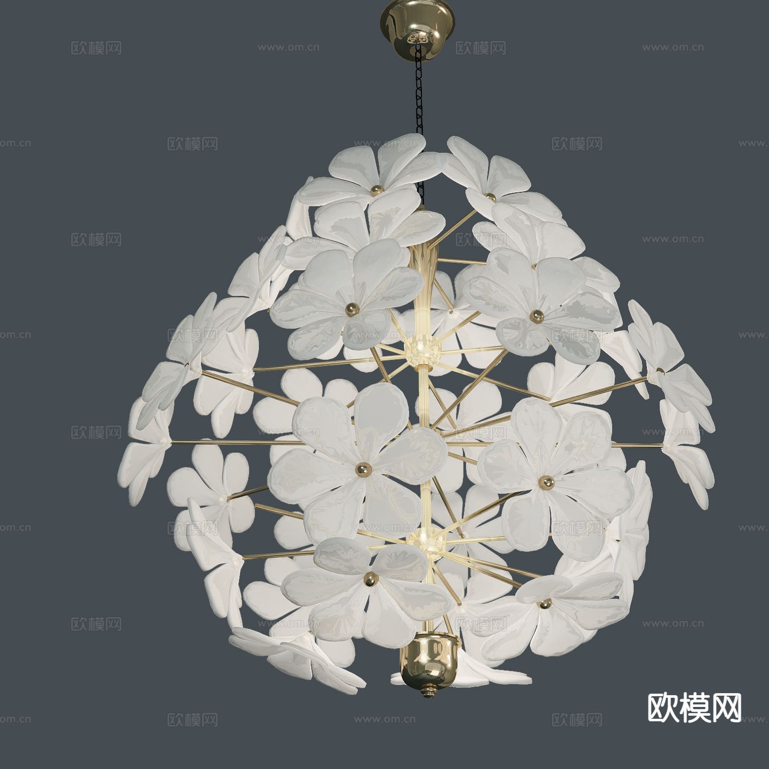 简欧吊灯 花瓣吊灯3d模型