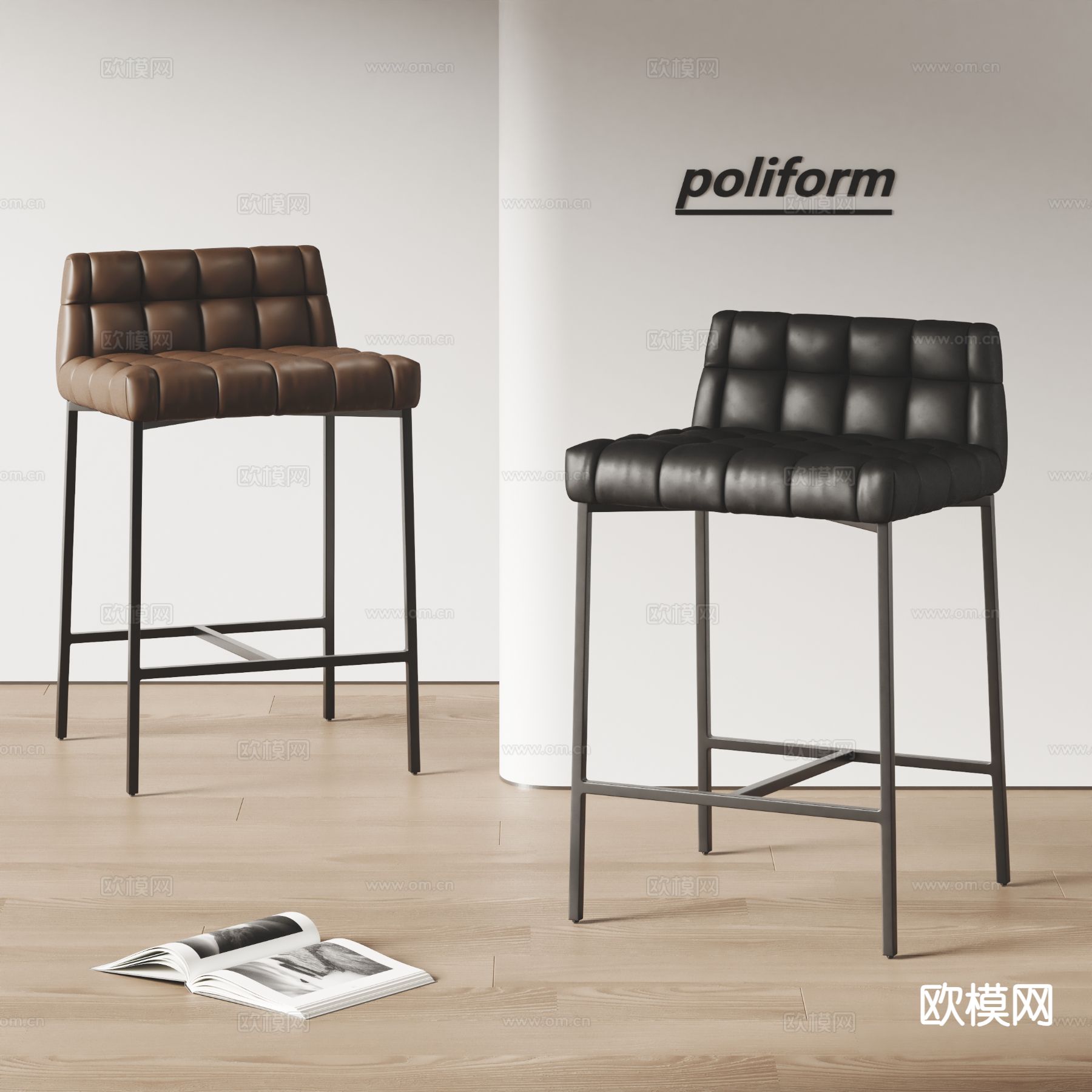 poliform现代吧椅 皮革吧椅su模型