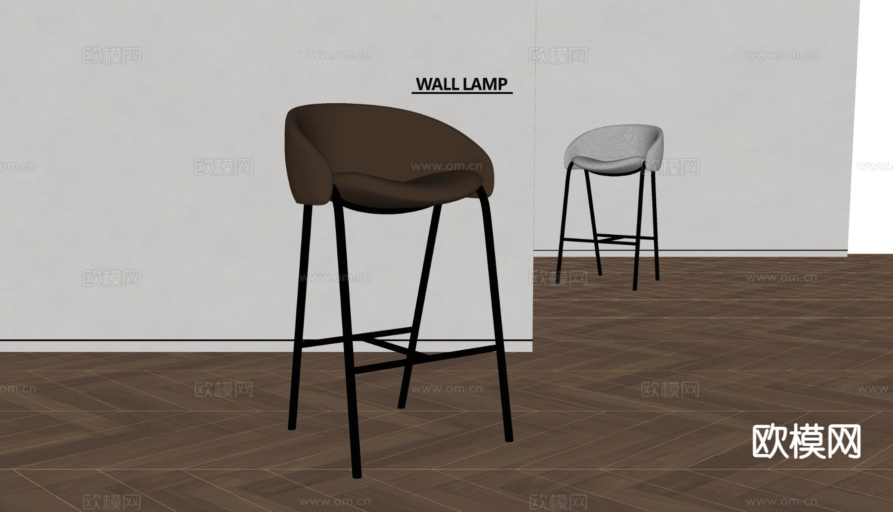 Wall Lamp现代吧椅 皮革吧椅su模型