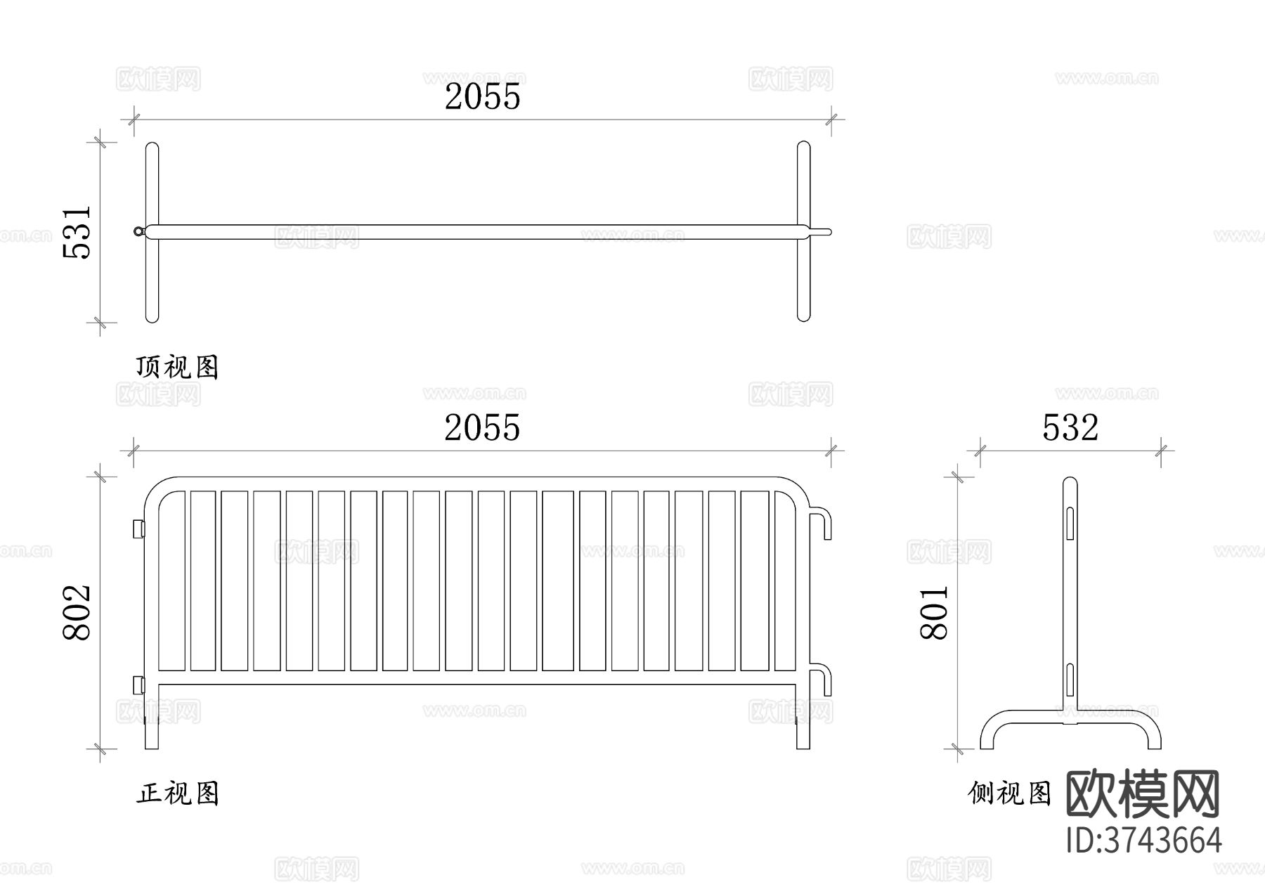 路障设计 路障材质 路障强度 路障CAD三视图