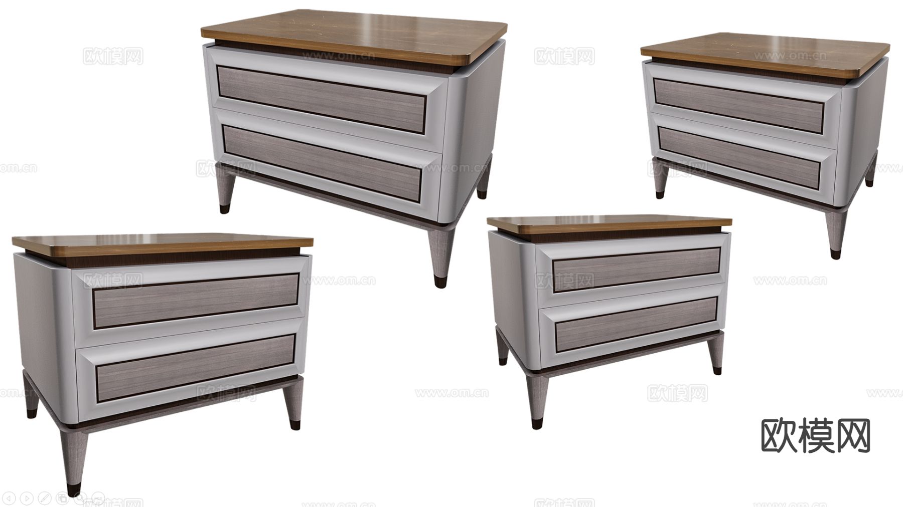 美式床头柜su模型下载（渲染图2）