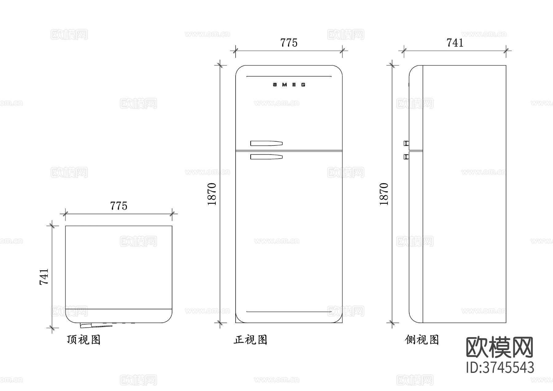 斯麦格冰箱平面图 冰箱结构图 冰箱设计图 斯麦格布局图 冰箱cad大样图