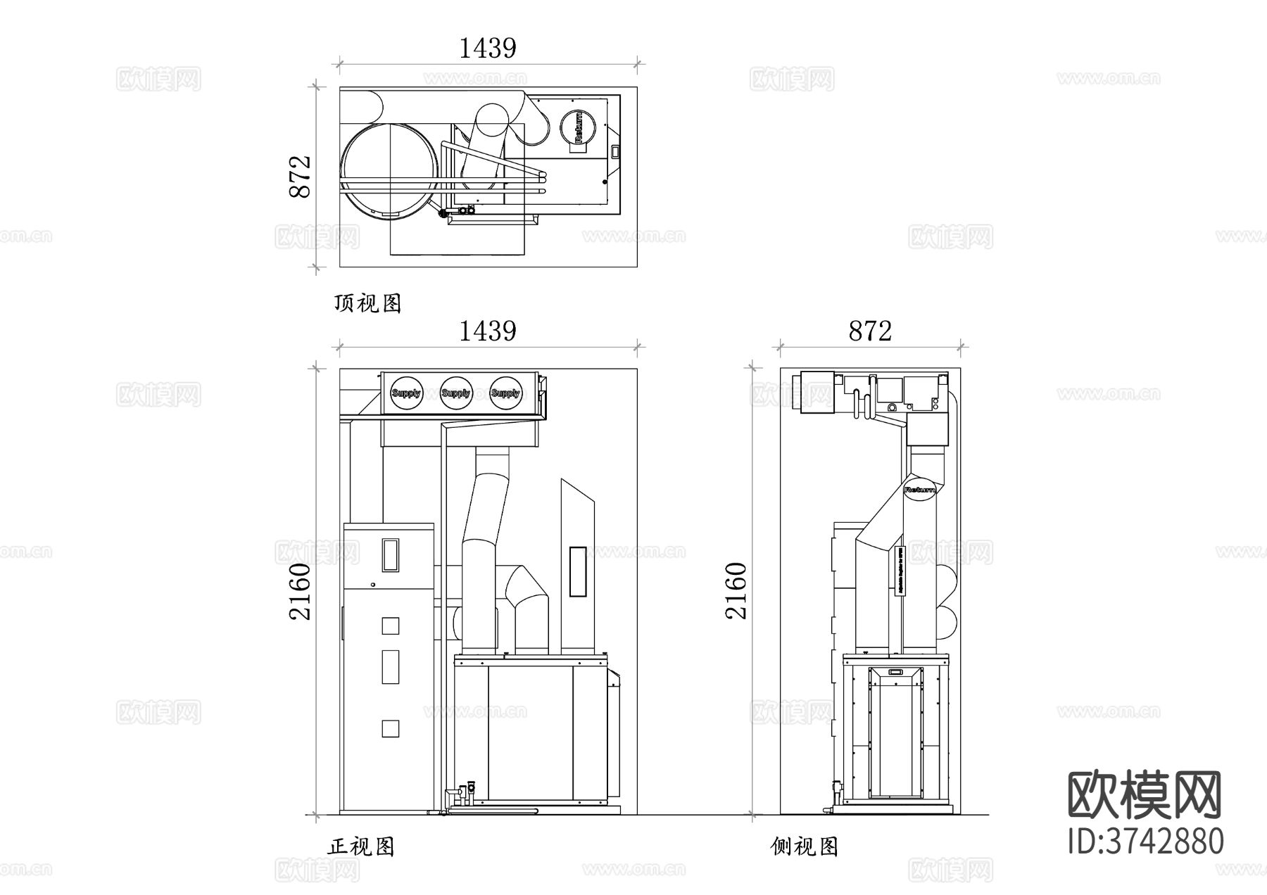 热泵工作原理 热泵能效比 CAD三视图