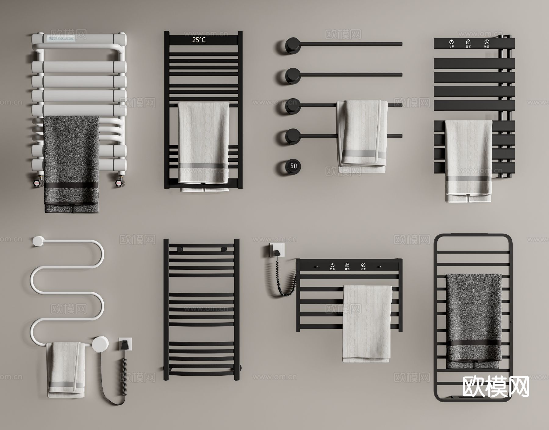 现代电热毛巾架 暖气片 取暖器su模型