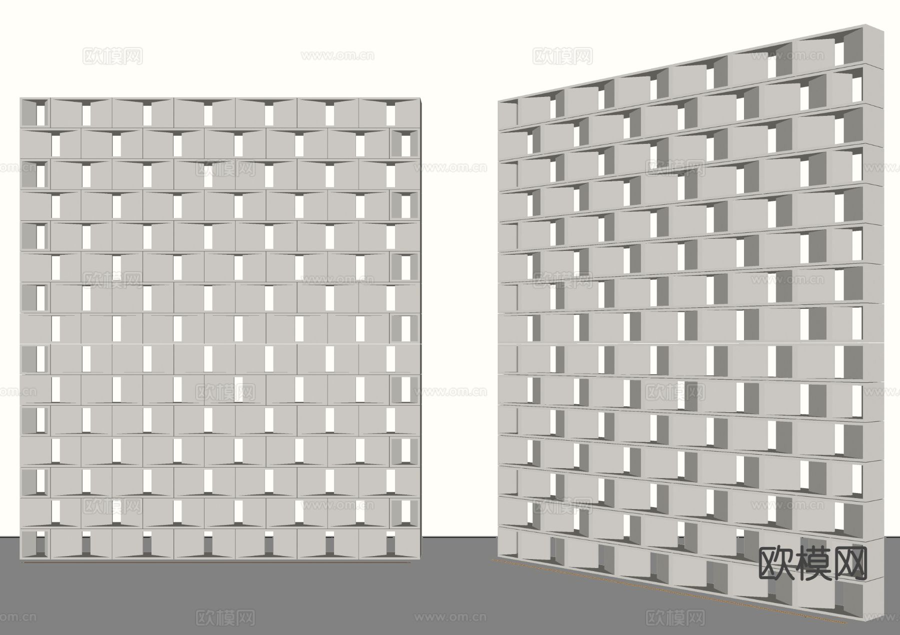 现代镂空砖墙 水泥砖隔断su模型