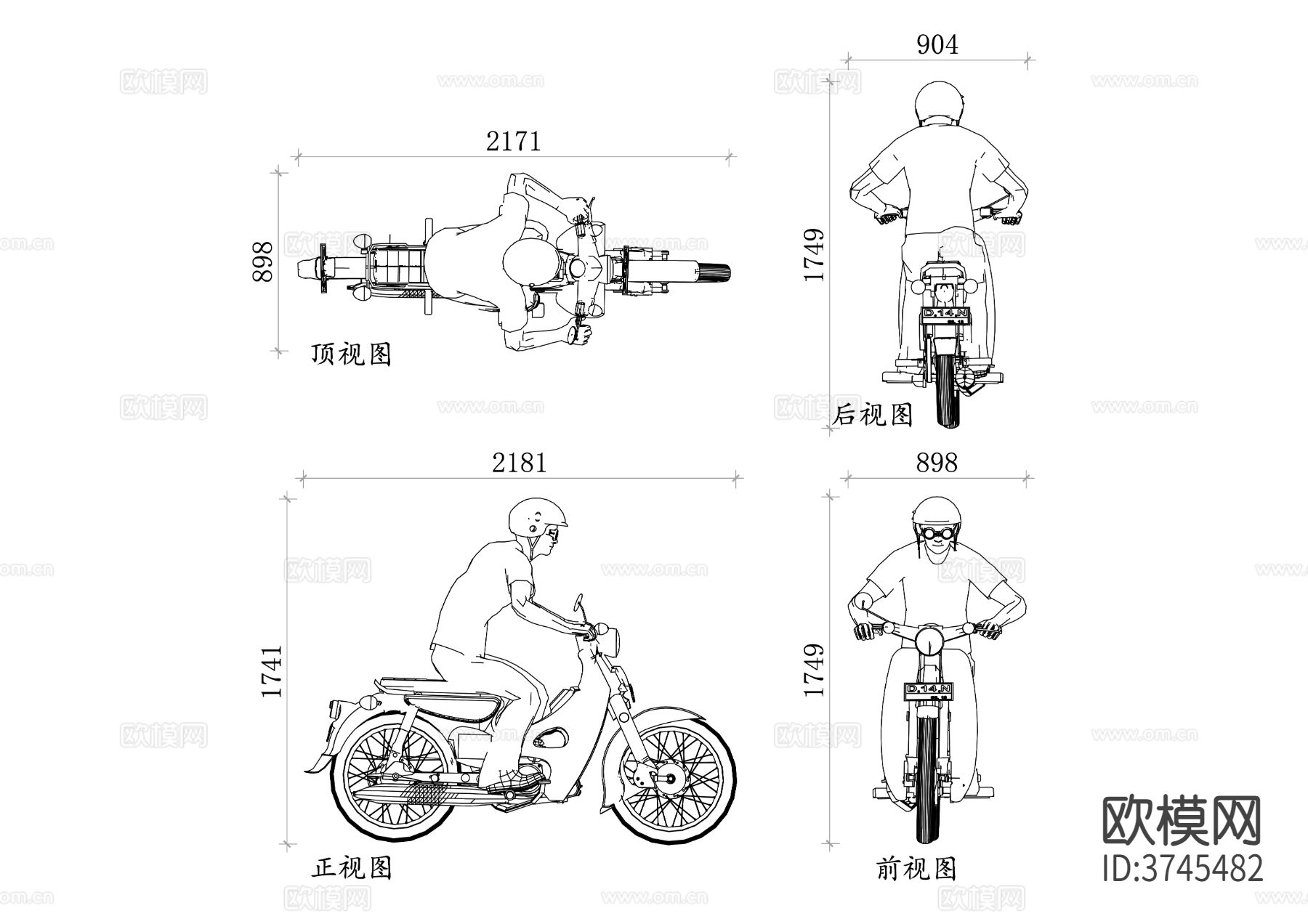 骑电单车模特平面图 电单车设计图 模特展示图 电单车布局图cad大样图