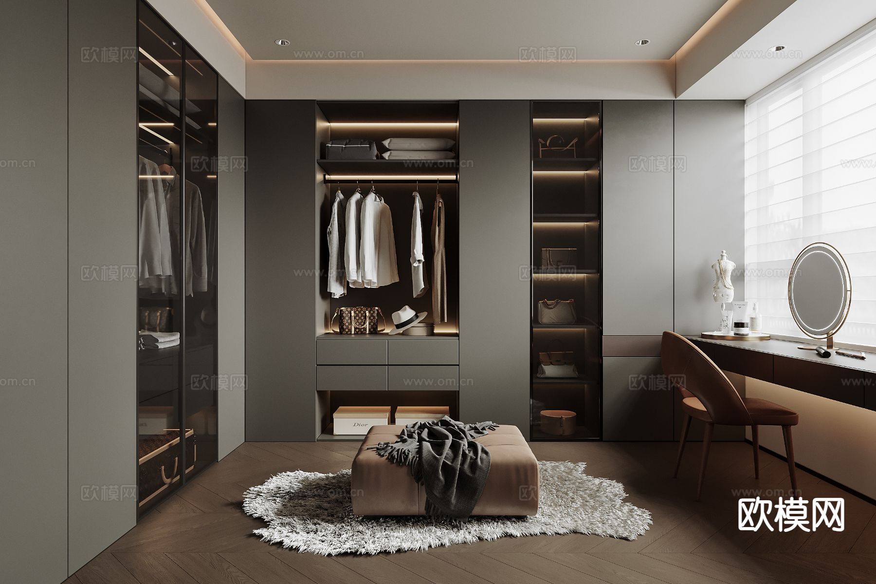 现代衣帽间3d模型下载