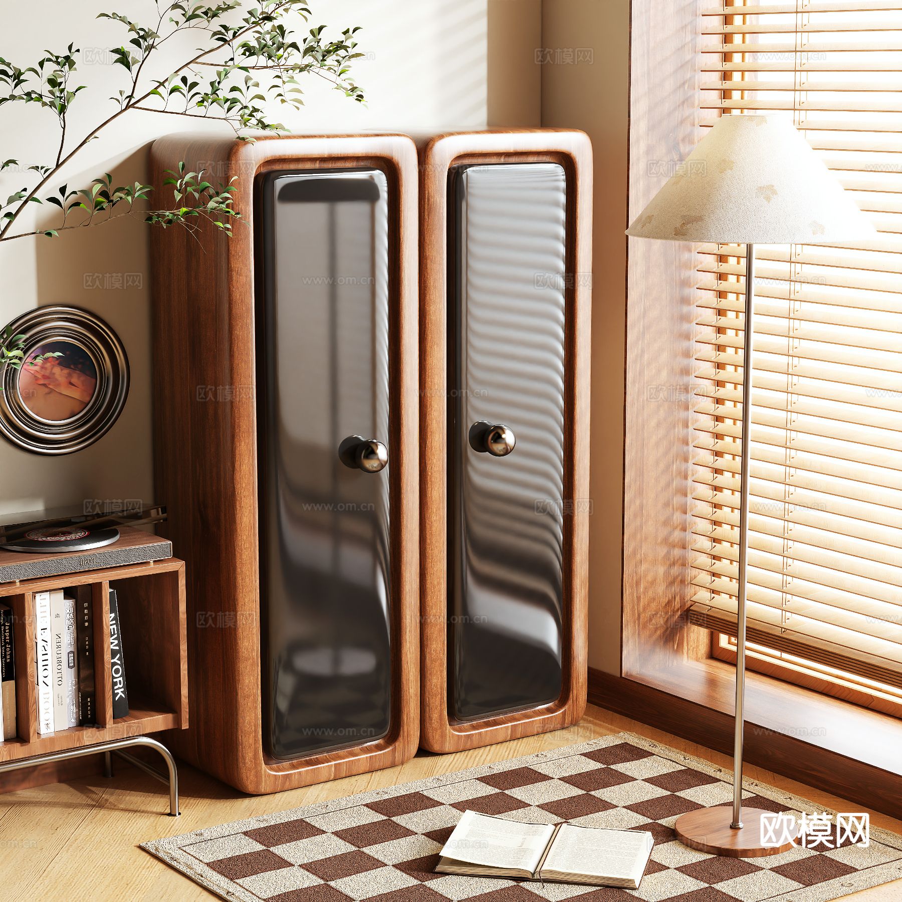 中古风边柜 玄关柜3d模型下载