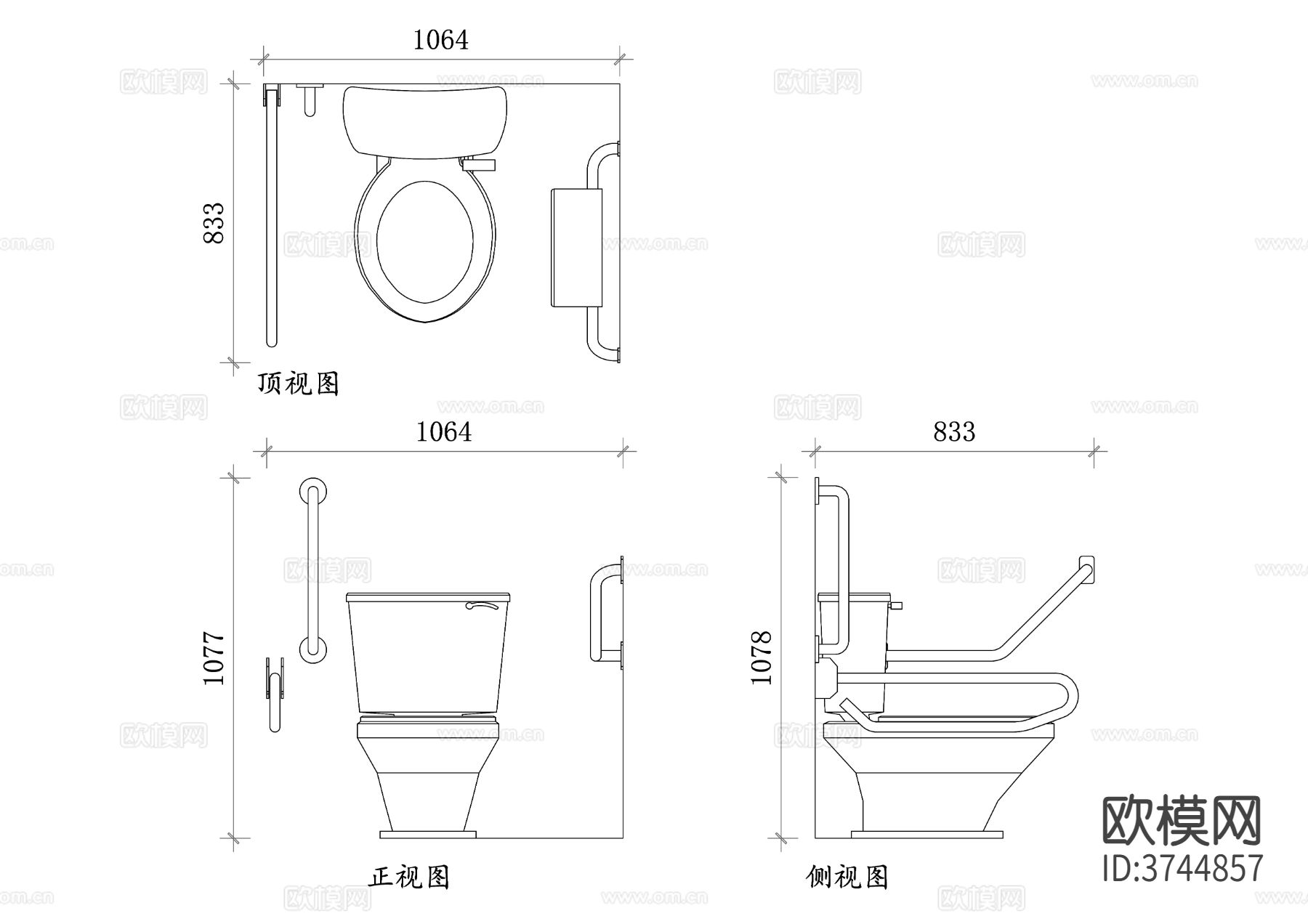 老年卫生马桶平面图 卫生马桶设计图 马桶结构图 马桶布局图cad大样图