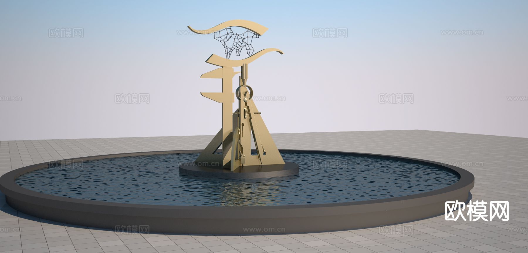 现代测绘雕塑3d模型下载