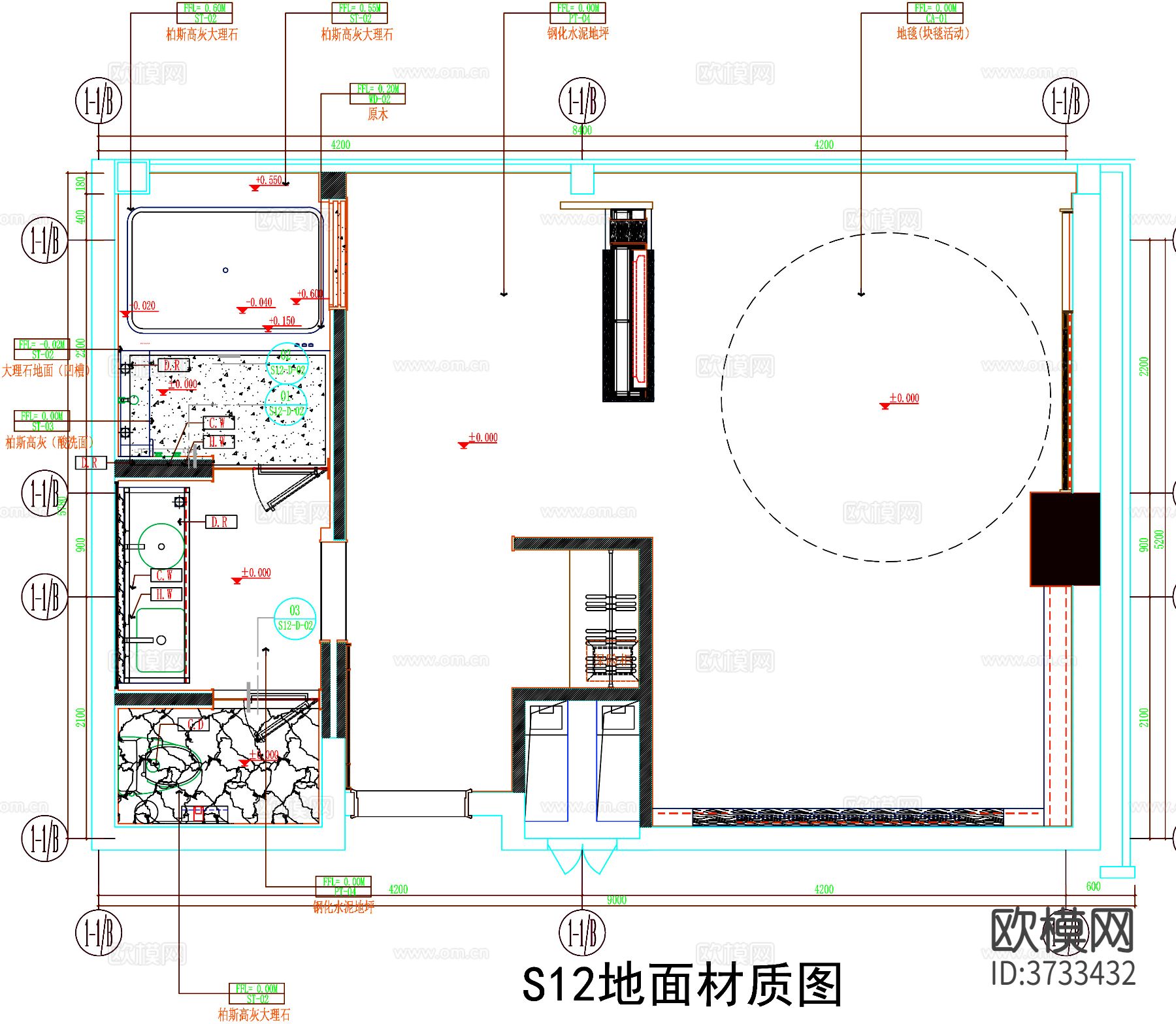 酒店客房cad平面图