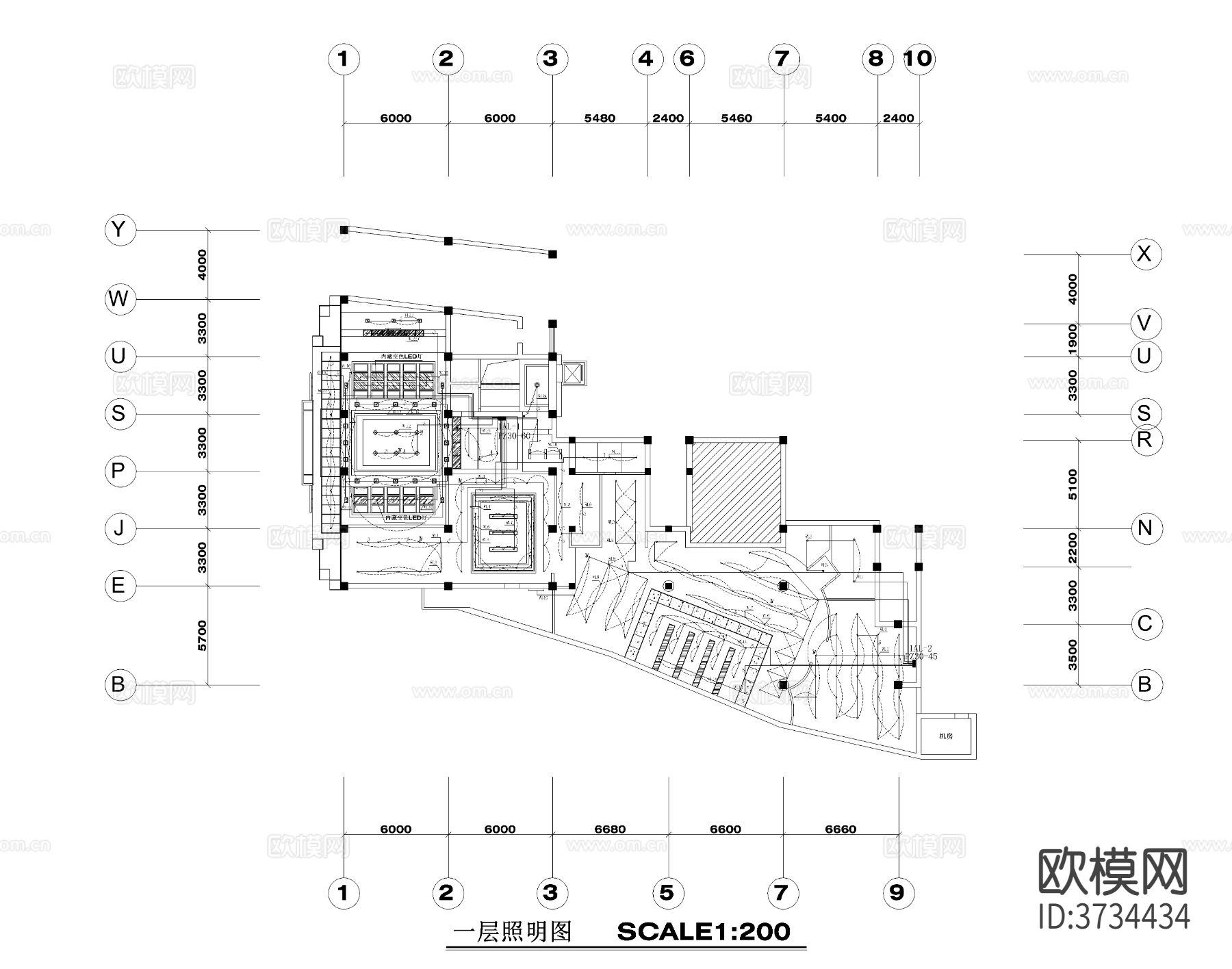 某休闲会所cad电气平面示意图