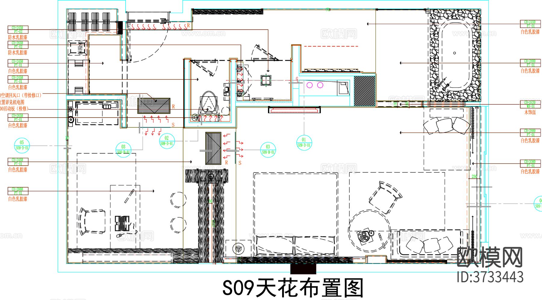 酒店客房cad平面图