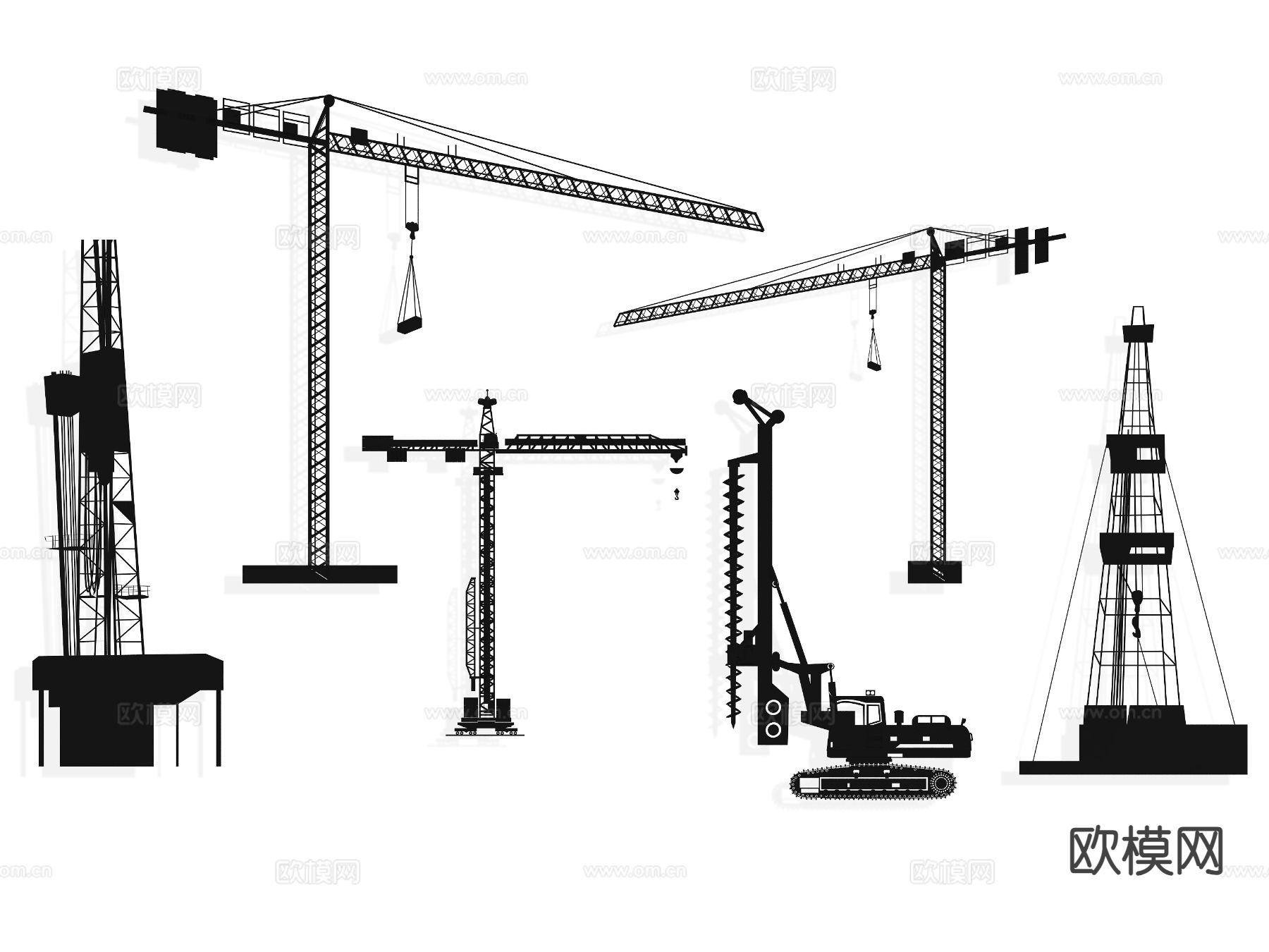 墙饰 起落架 建筑剪影su模型